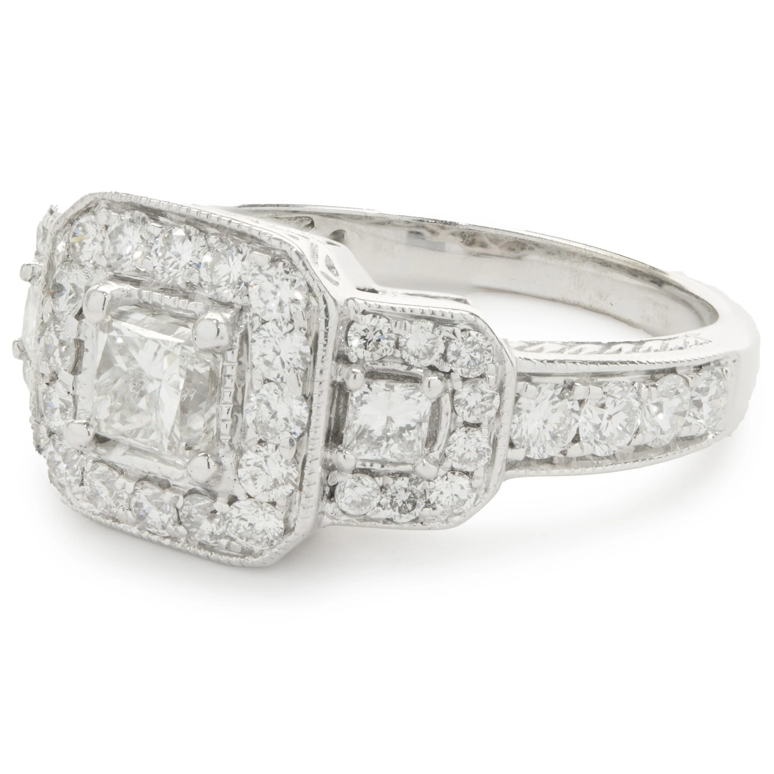 14 Karat White Gold Princess Cut Diamond Engagement Ring - Image 4