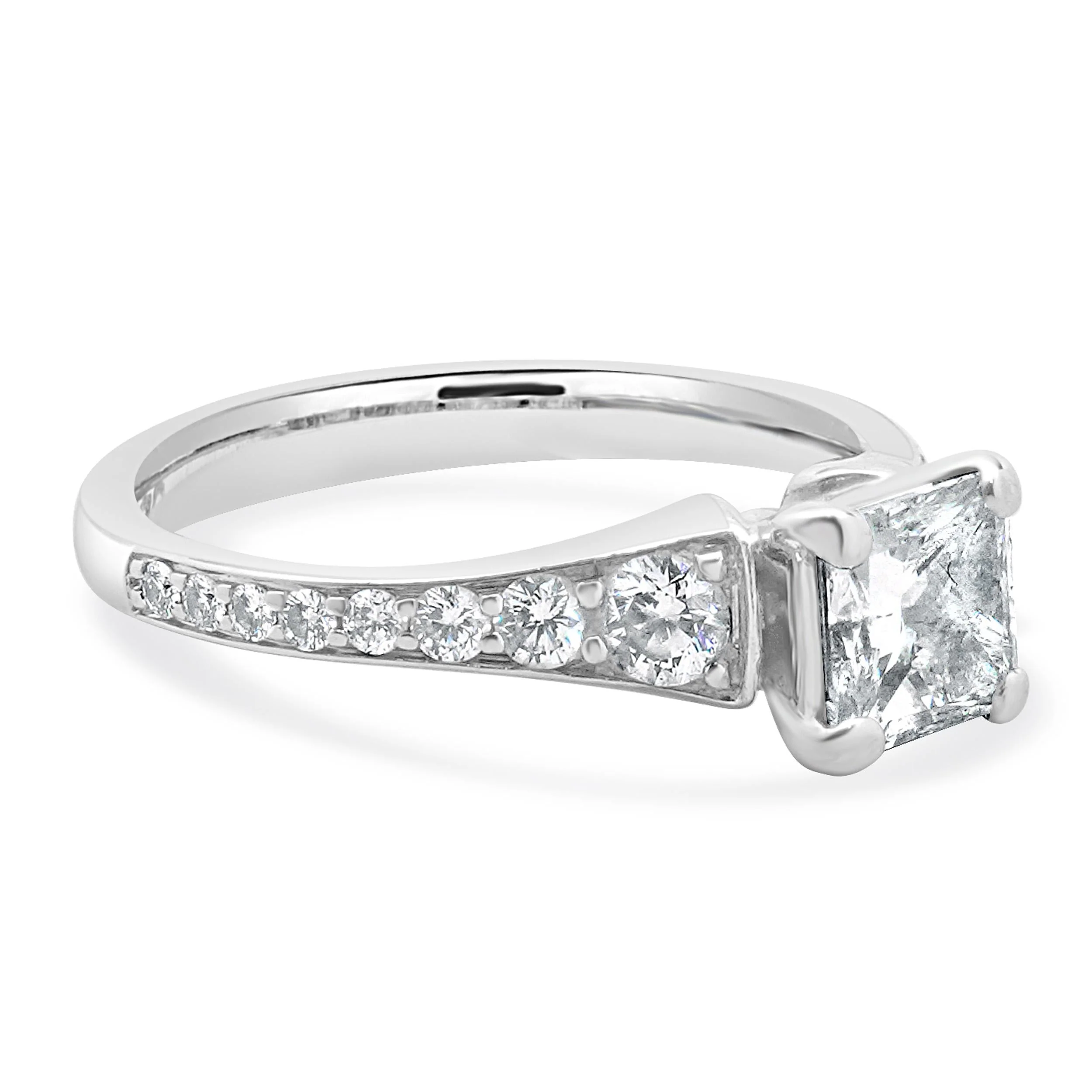 14 Karat White Gold Princess Cut Diamond Engagement Ring - Image 4