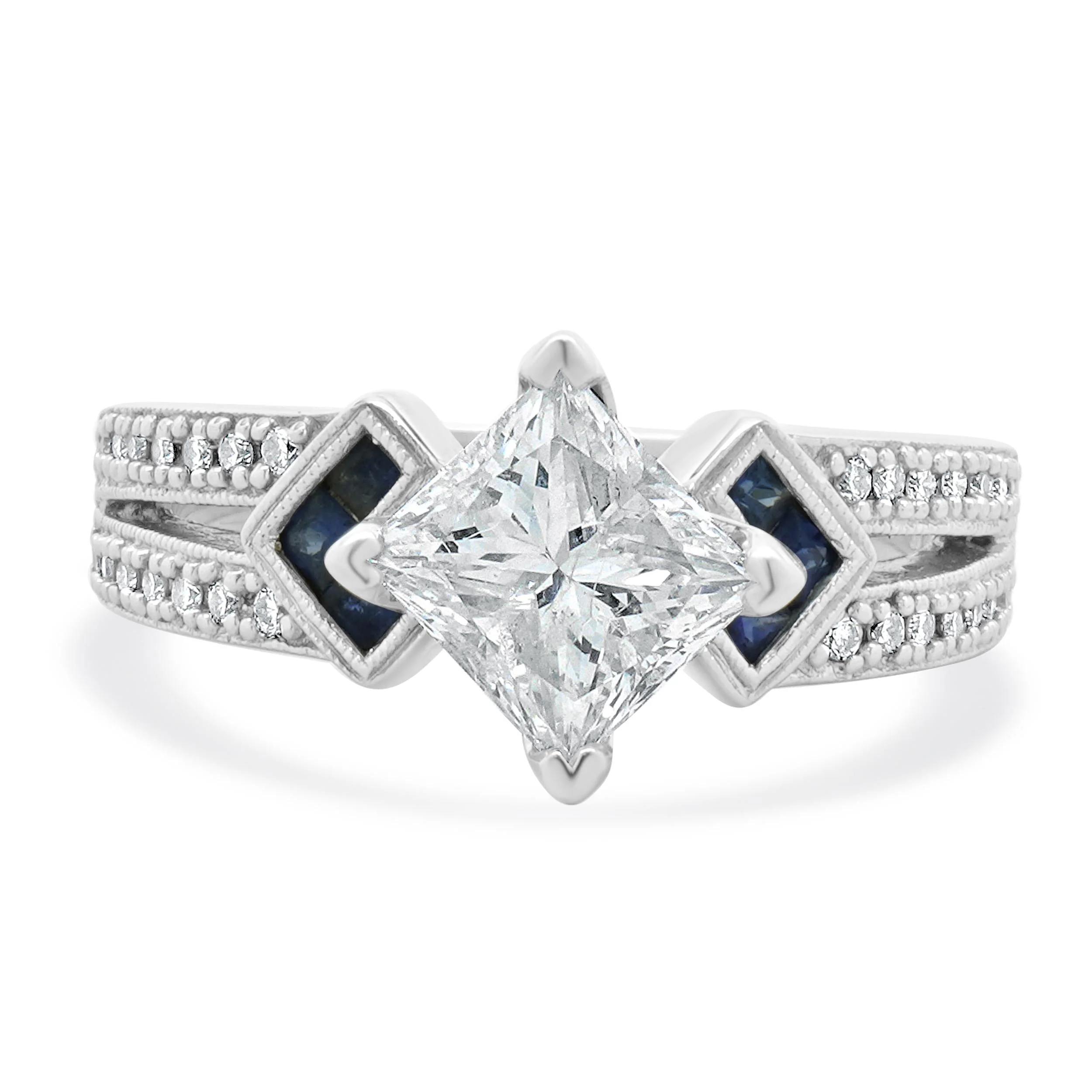 14 Karat White Gold Princess Cut Diamond Engagement Ring