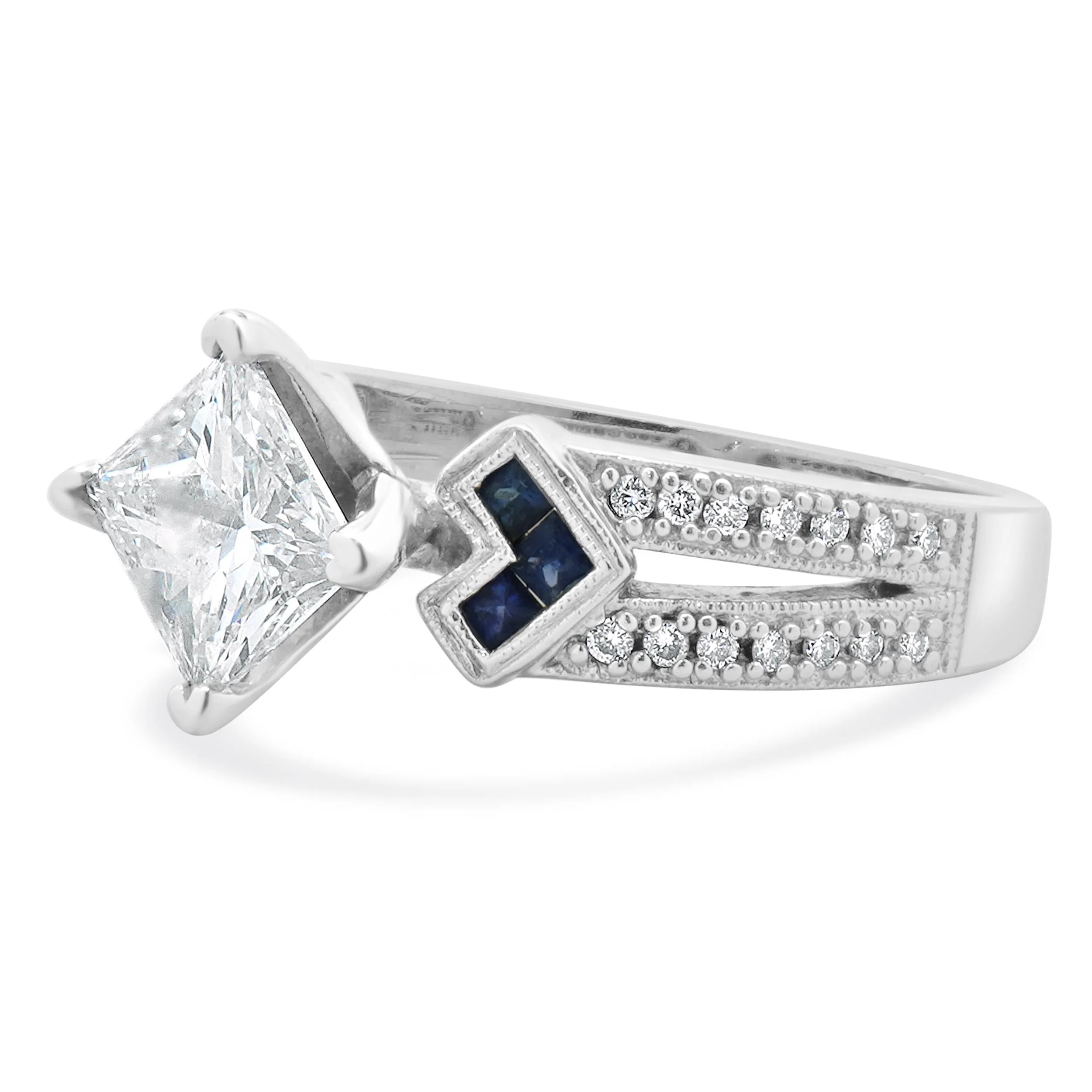 14 Karat White Gold Princess Cut Diamond Engagement Ring - Image 2