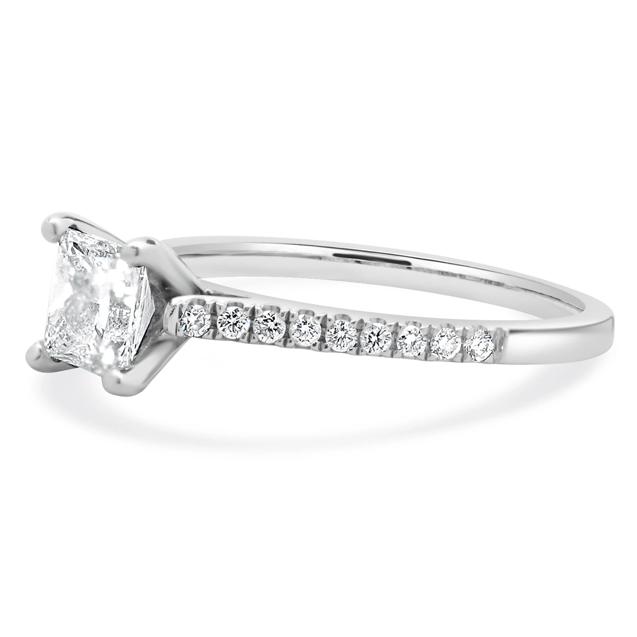 14 Karat White Gold Princess Cut Diamond Engagement Ring - Image 2