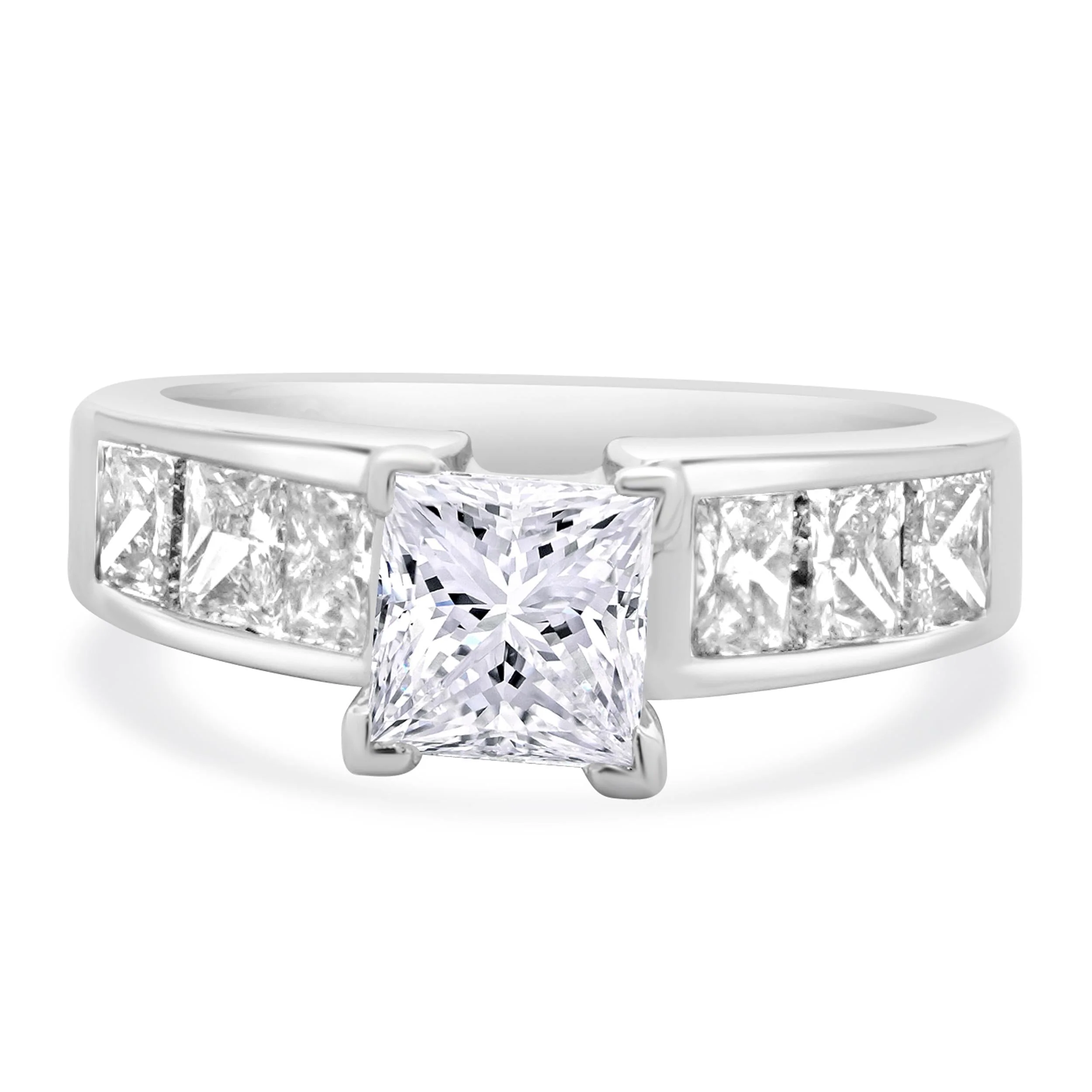 14 Karat White Gold Princess Cut Diamond Engagement Ring