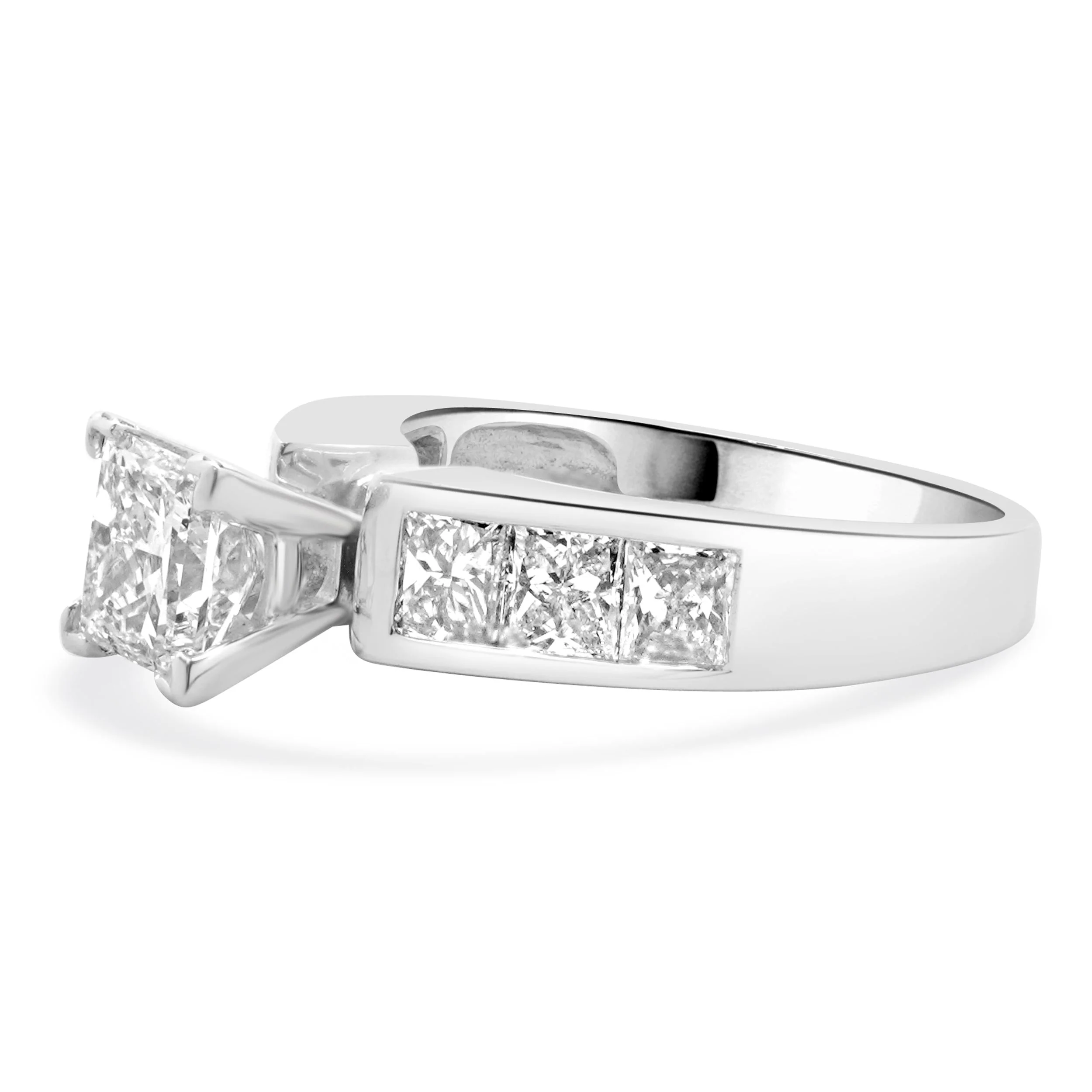 14 Karat White Gold Princess Cut Diamond Engagement Ring - Image 2