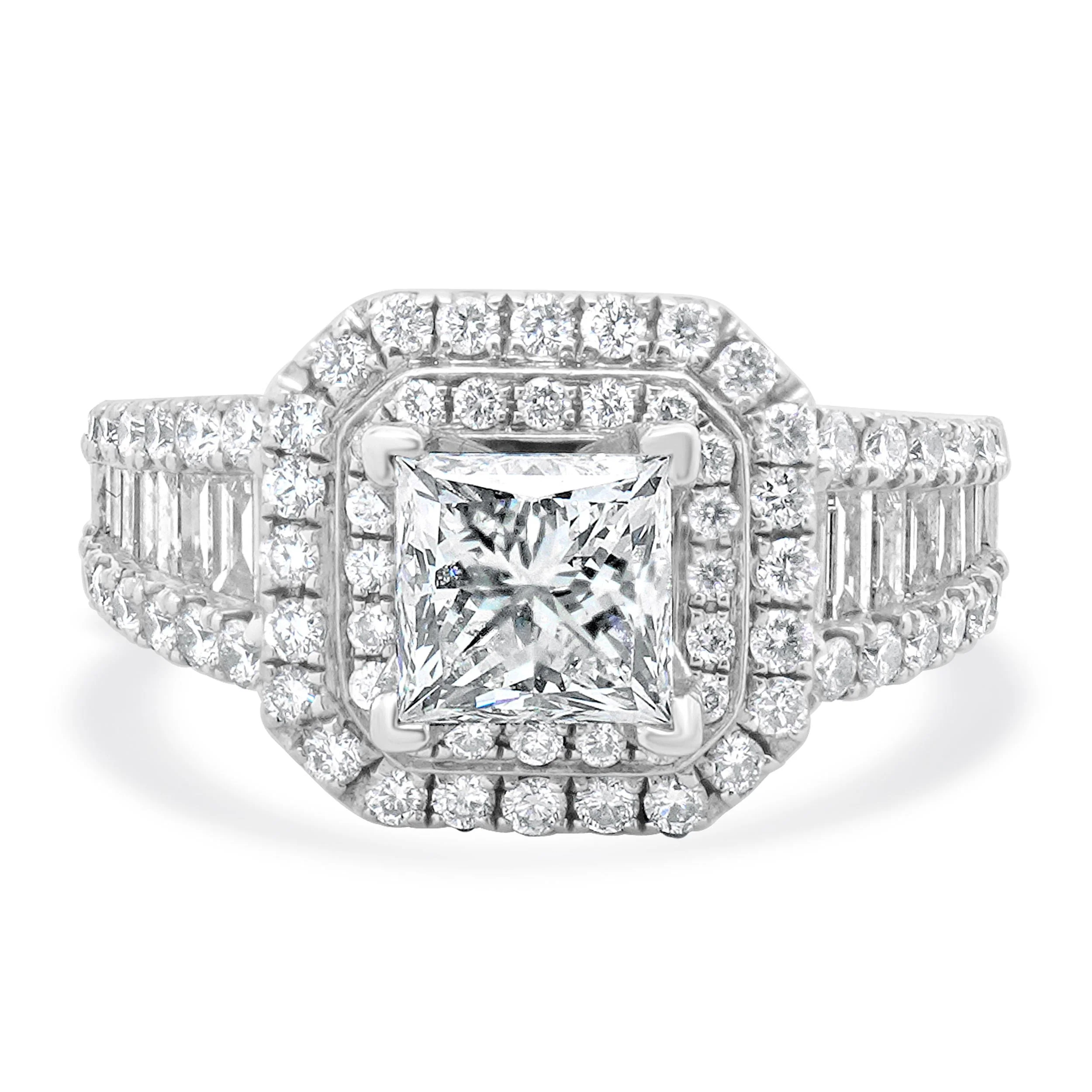 14 Karat White Gold Princess Cut Diamond Engagement Ring
