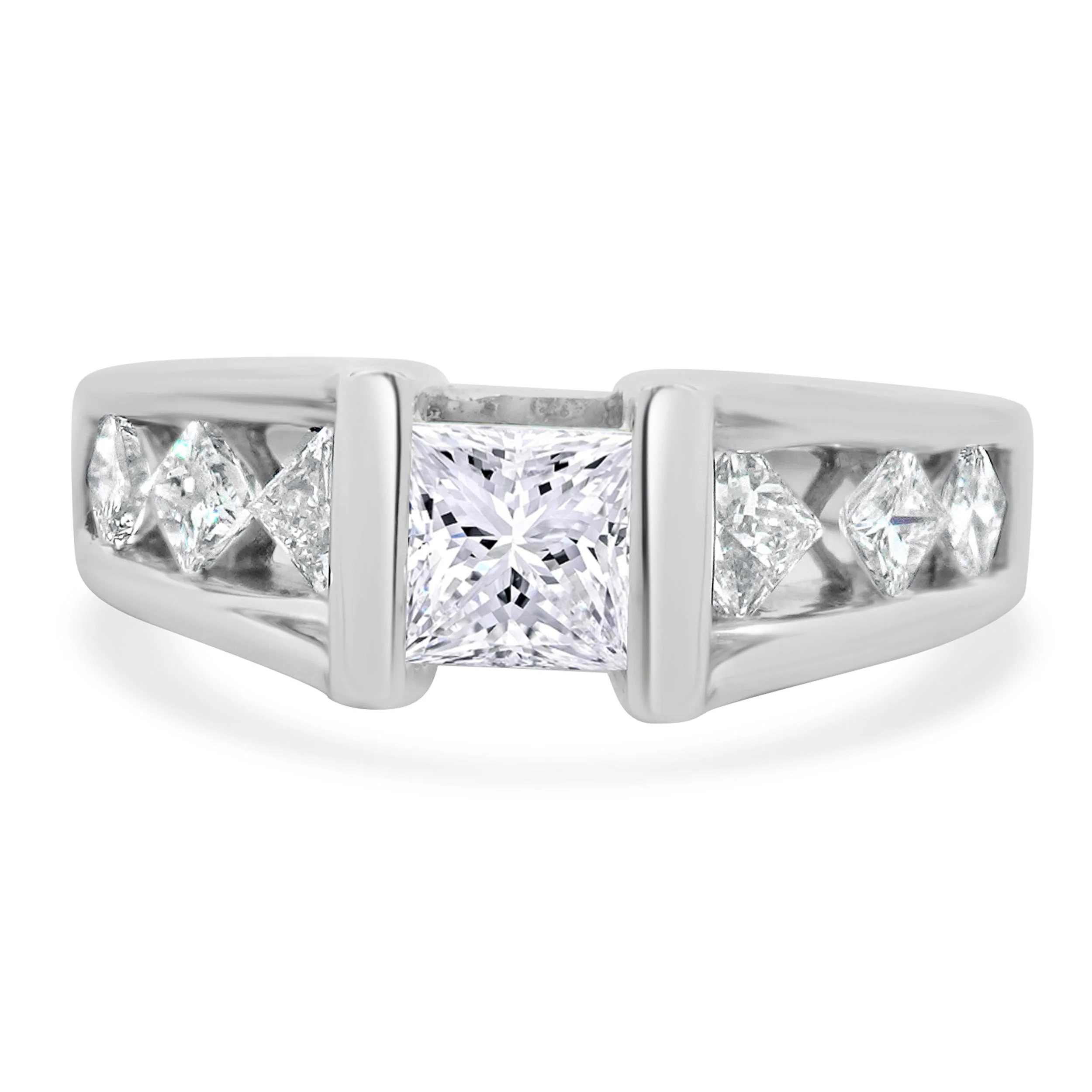 14 Karat White Gold Princess Cut Diamond Engagement Ring