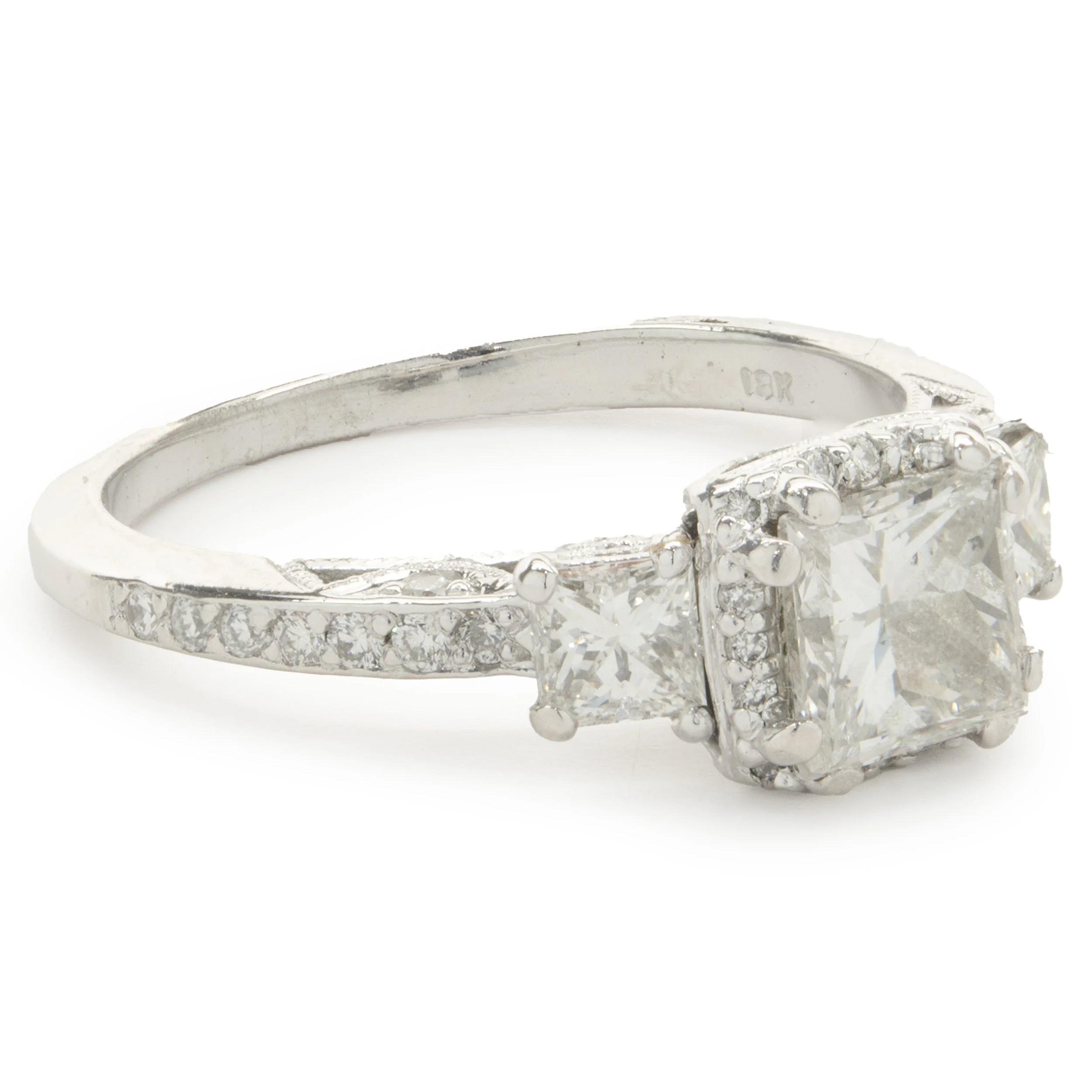 14 Karat White Gold Princess Cut Diamond Engagement Ring - Image 2