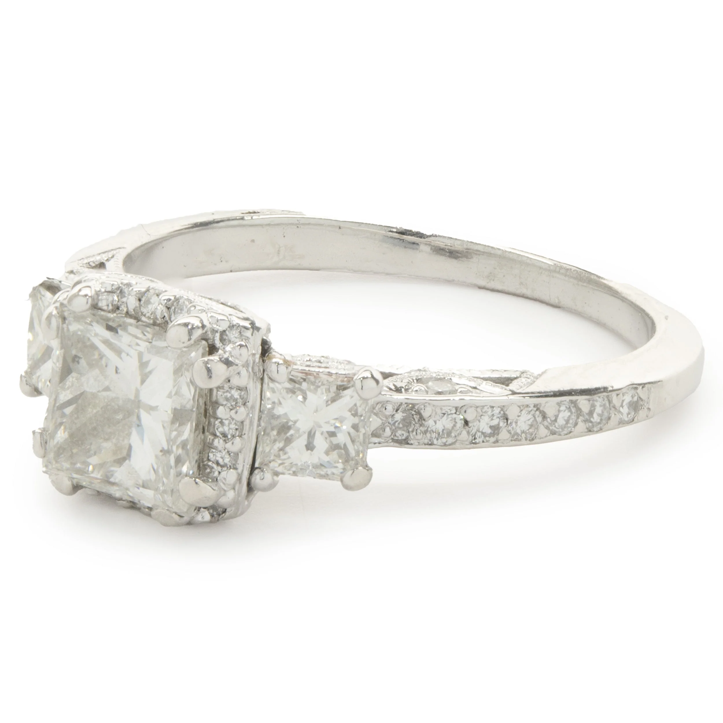 14 Karat White Gold Princess Cut Diamond Engagement Ring - Image 3