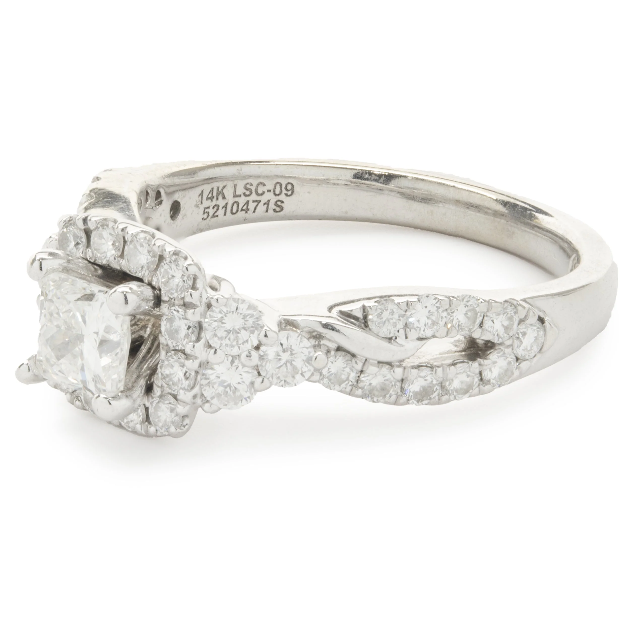 14 Karat White Gold Princess Cut Diamond Engagement Ring - Image 2