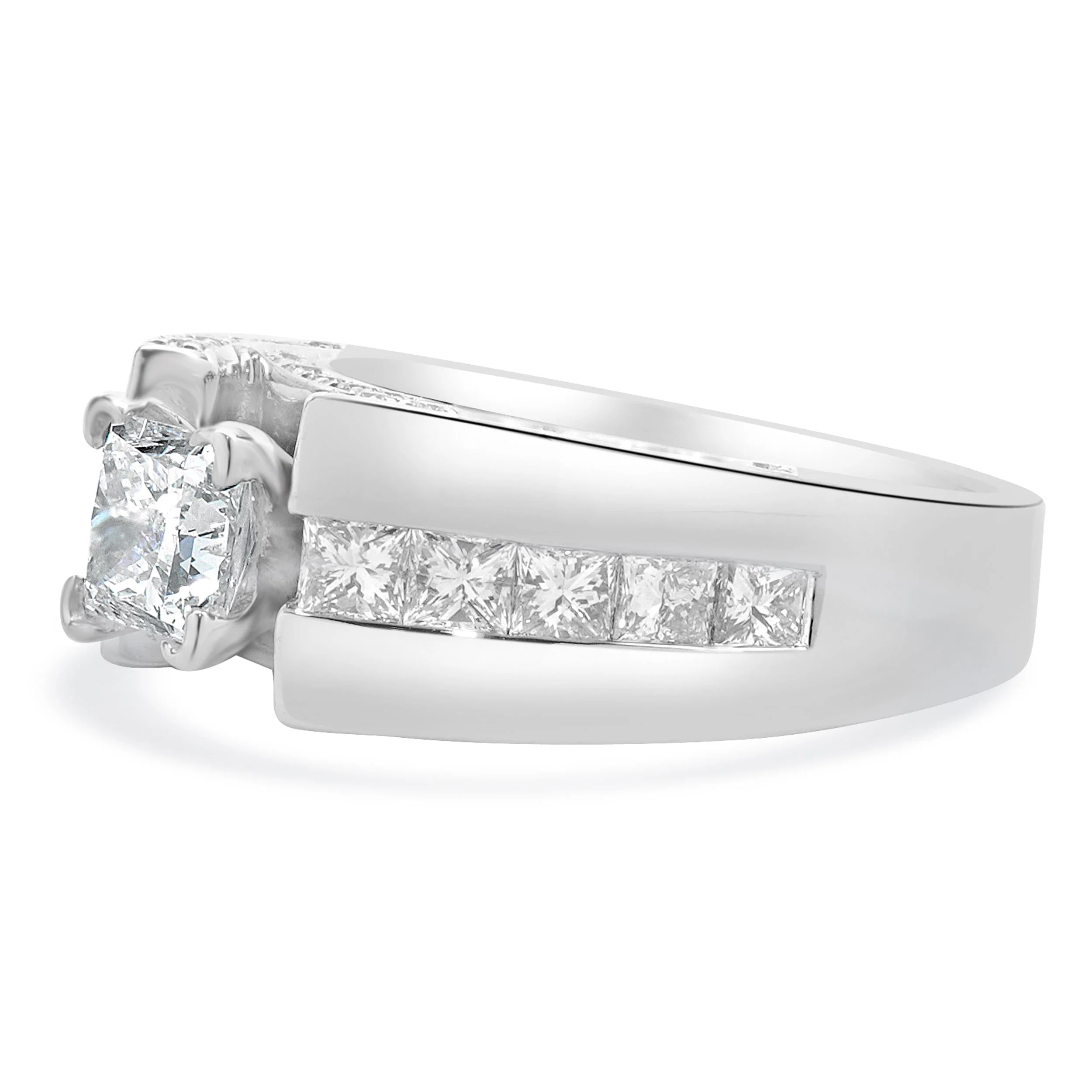 14 Karat White Gold Princess Cut Diamond Engagement Ring - Image 2