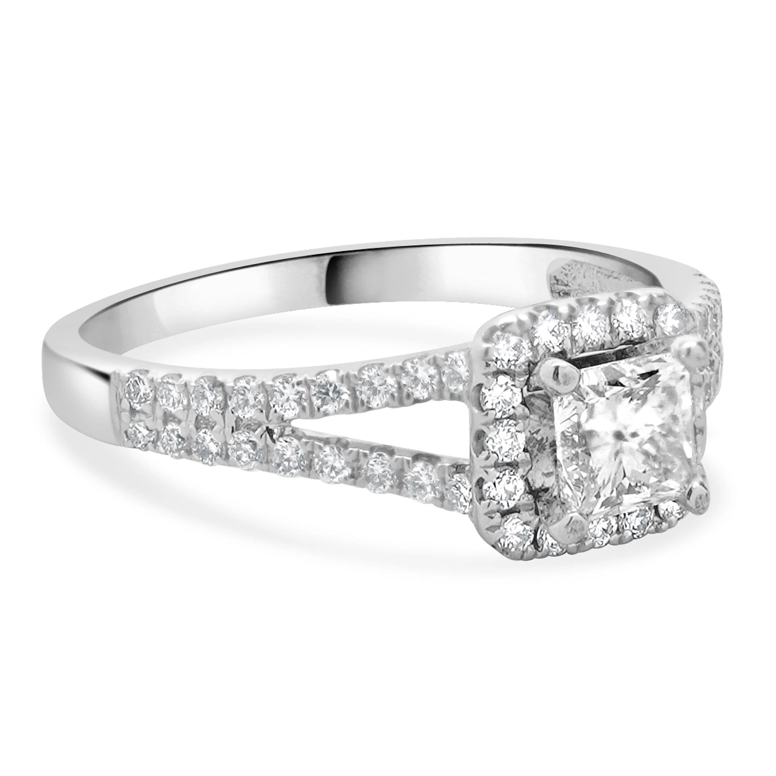 14 Karat White Gold Princess Cut Diamond Engagement Ring - Image 4