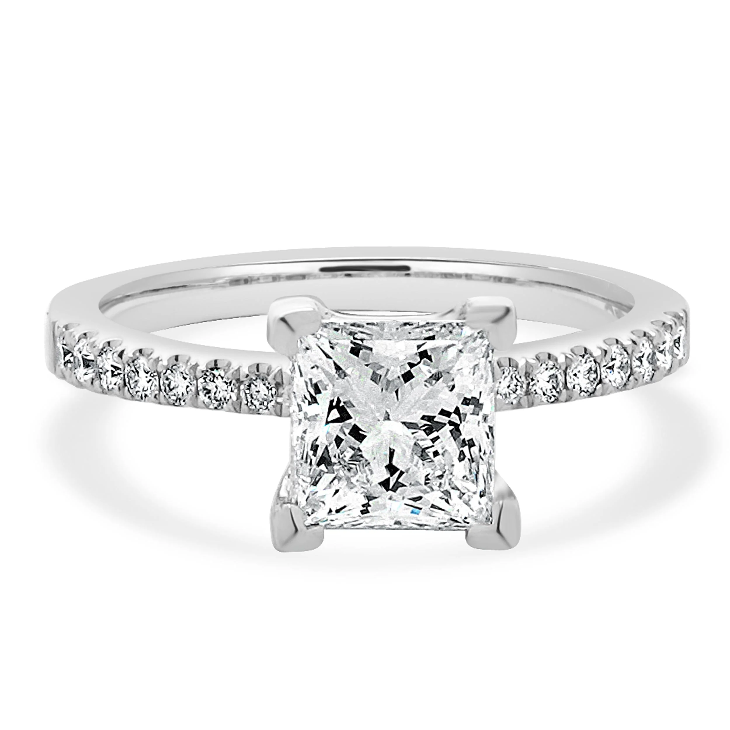 14 Karat White Gold Princess Cut Diamond Engagement Ring