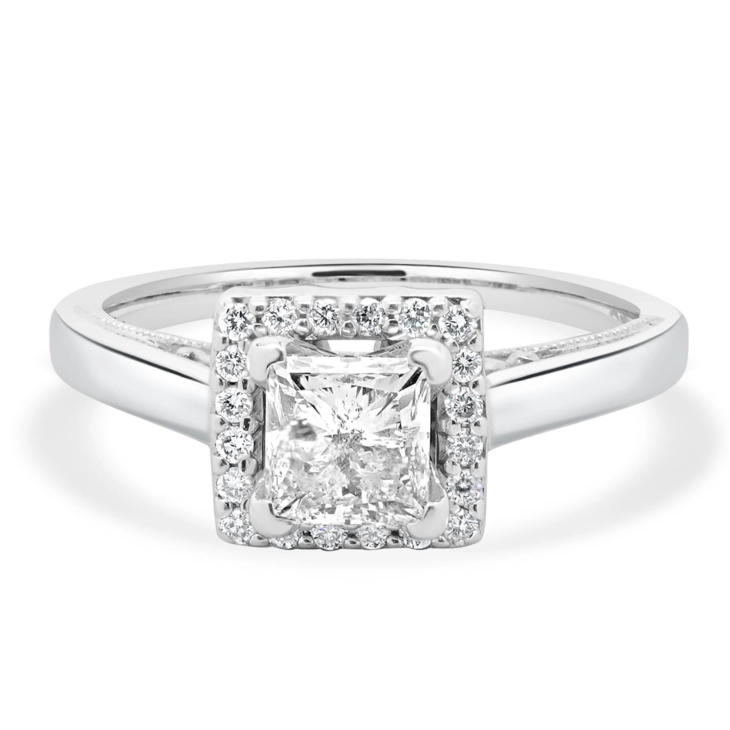 14 Karat White Gold Princess Cut Diamond Engagement Ring