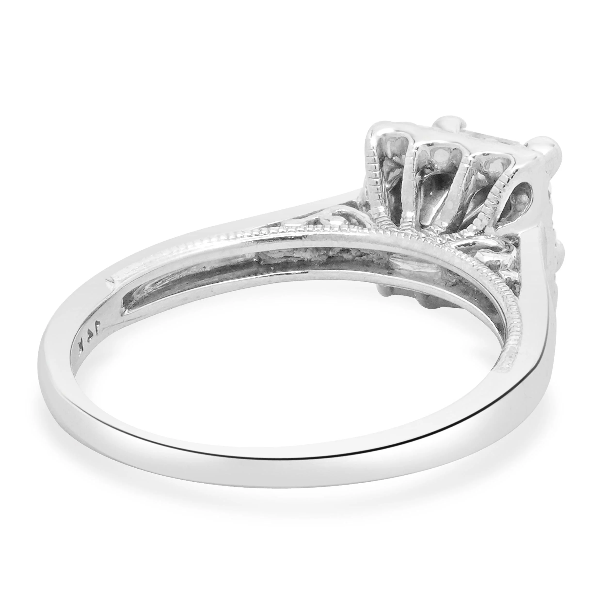 14 Karat White Gold Princess Cut Diamond Engagement Ring - Image 3