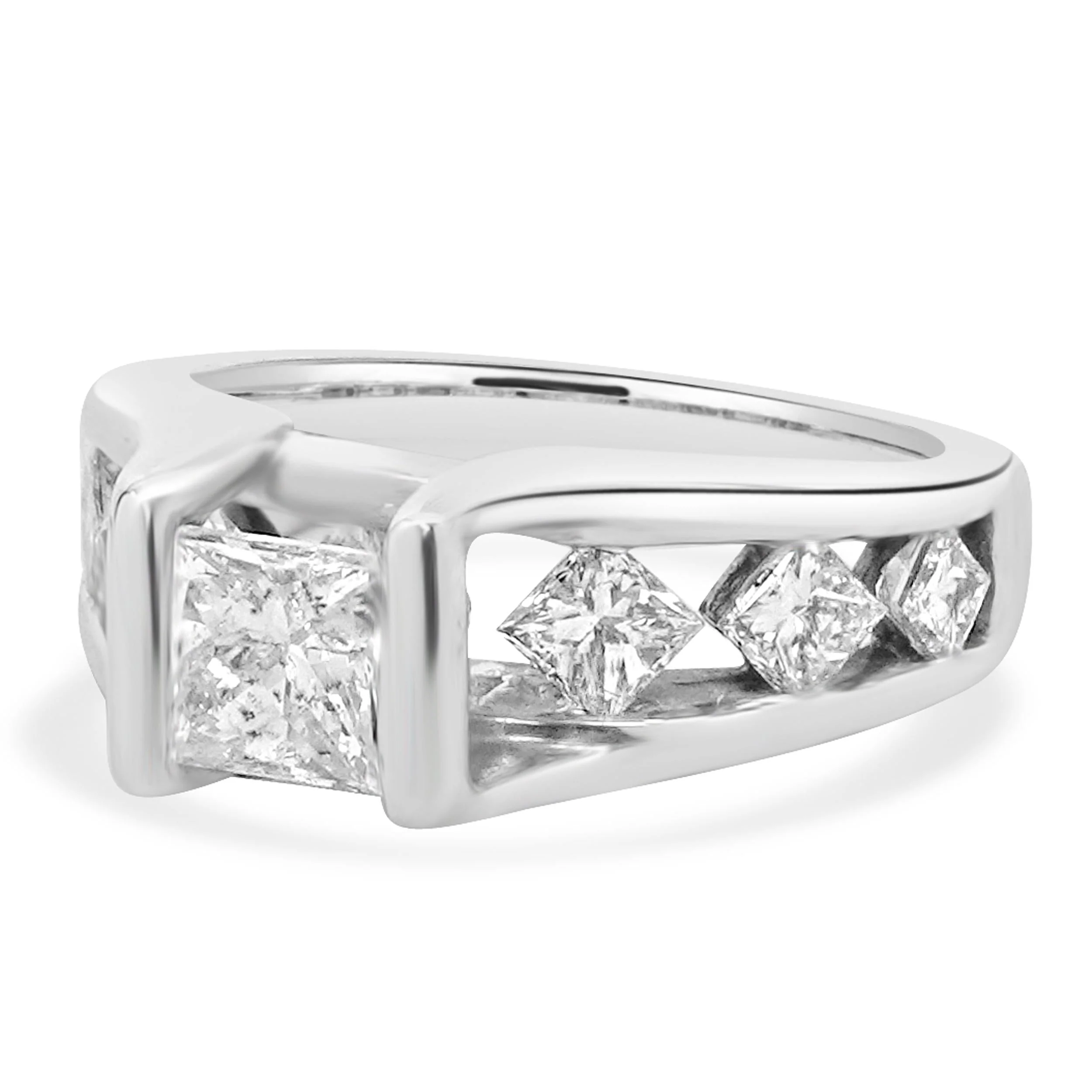 14 Karat White Gold Princess Cut Diamond Engagement Ring - Image 2
