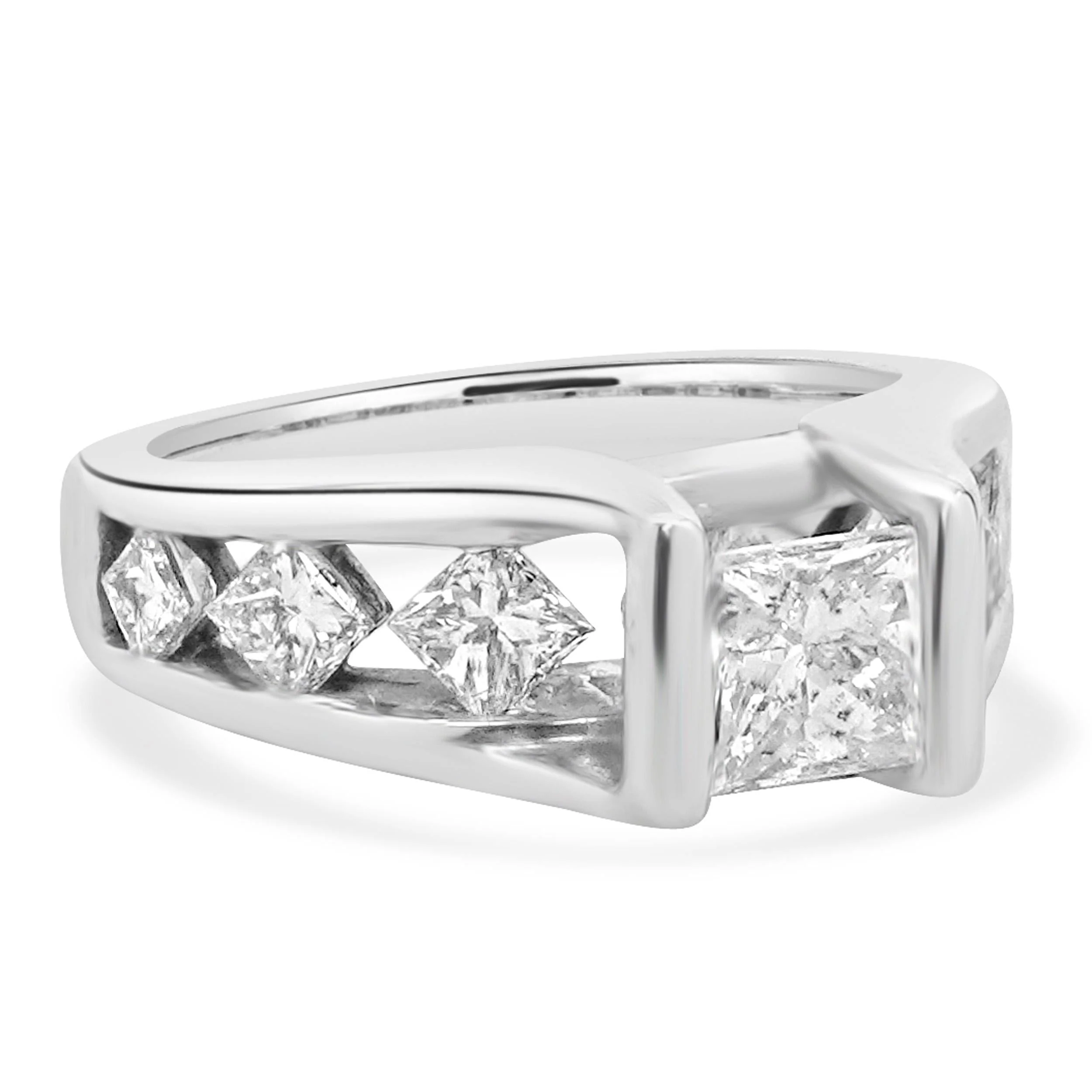 14 Karat White Gold Princess Cut Diamond Engagement Ring - Image 3