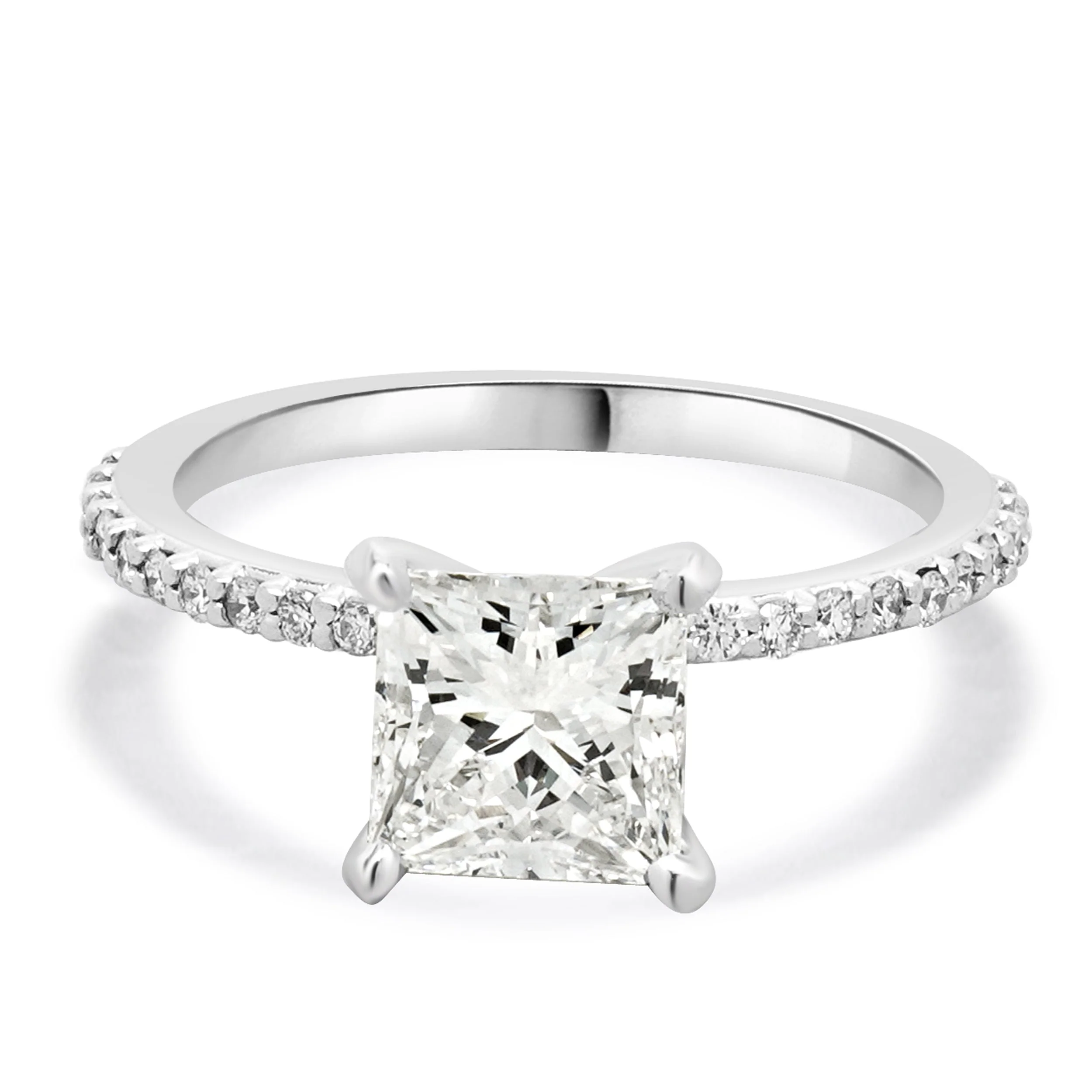14 Karat White Gold Princess Cut Diamond Engagement Ring