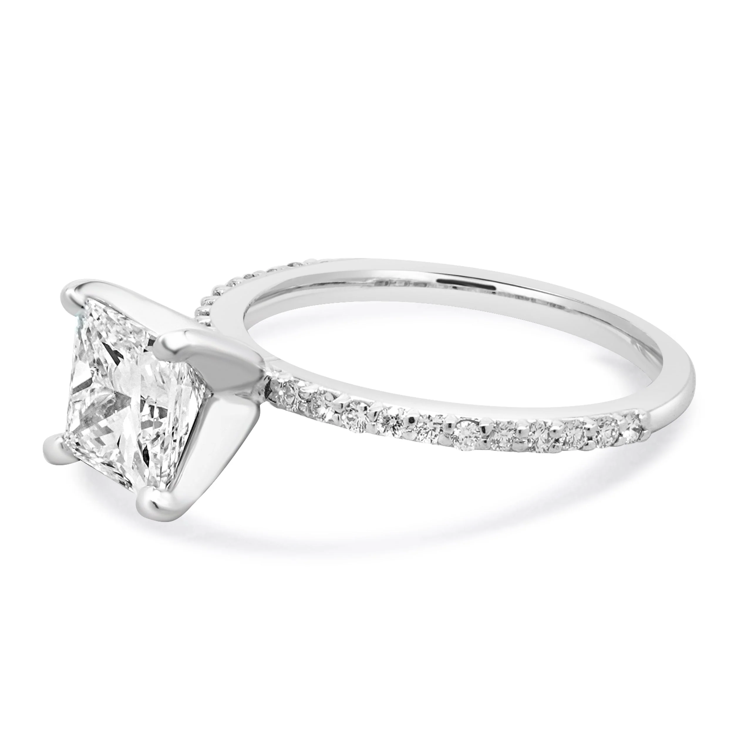 14 Karat White Gold Princess Cut Diamond Engagement Ring - Image 2