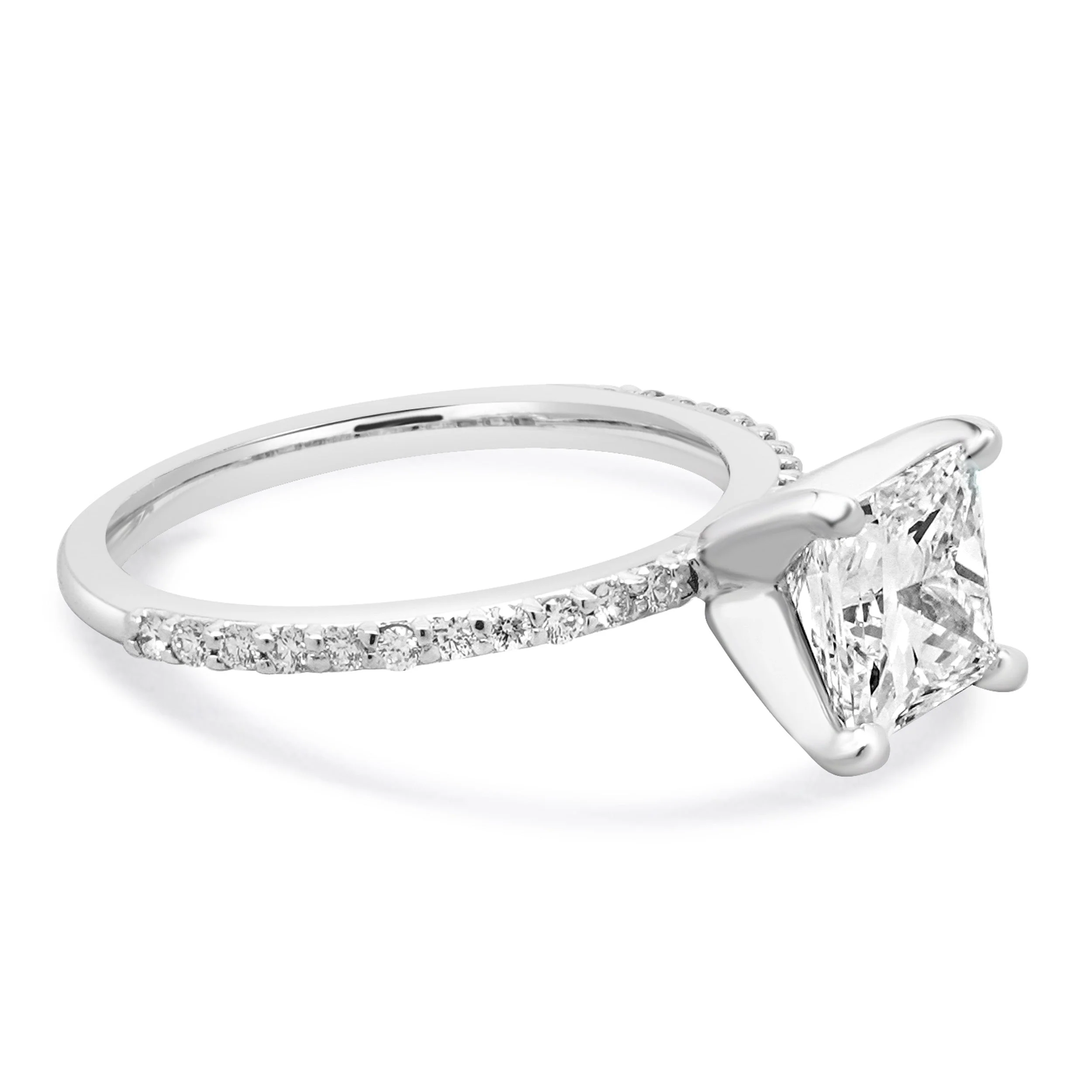 14 Karat White Gold Princess Cut Diamond Engagement Ring - Image 4