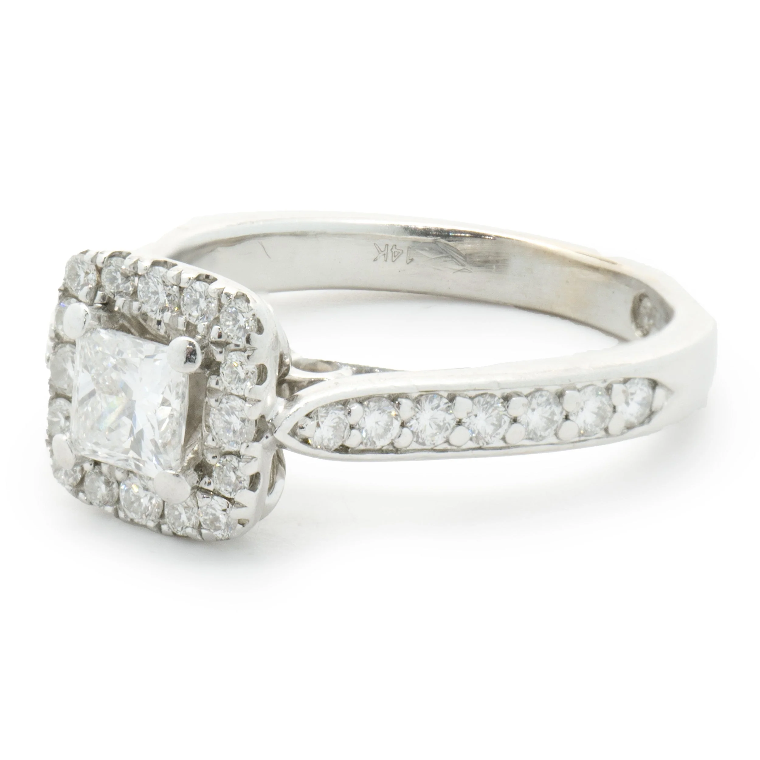 14 Karat White Gold Princess Cut Diamond Engagement Ring - Image 2