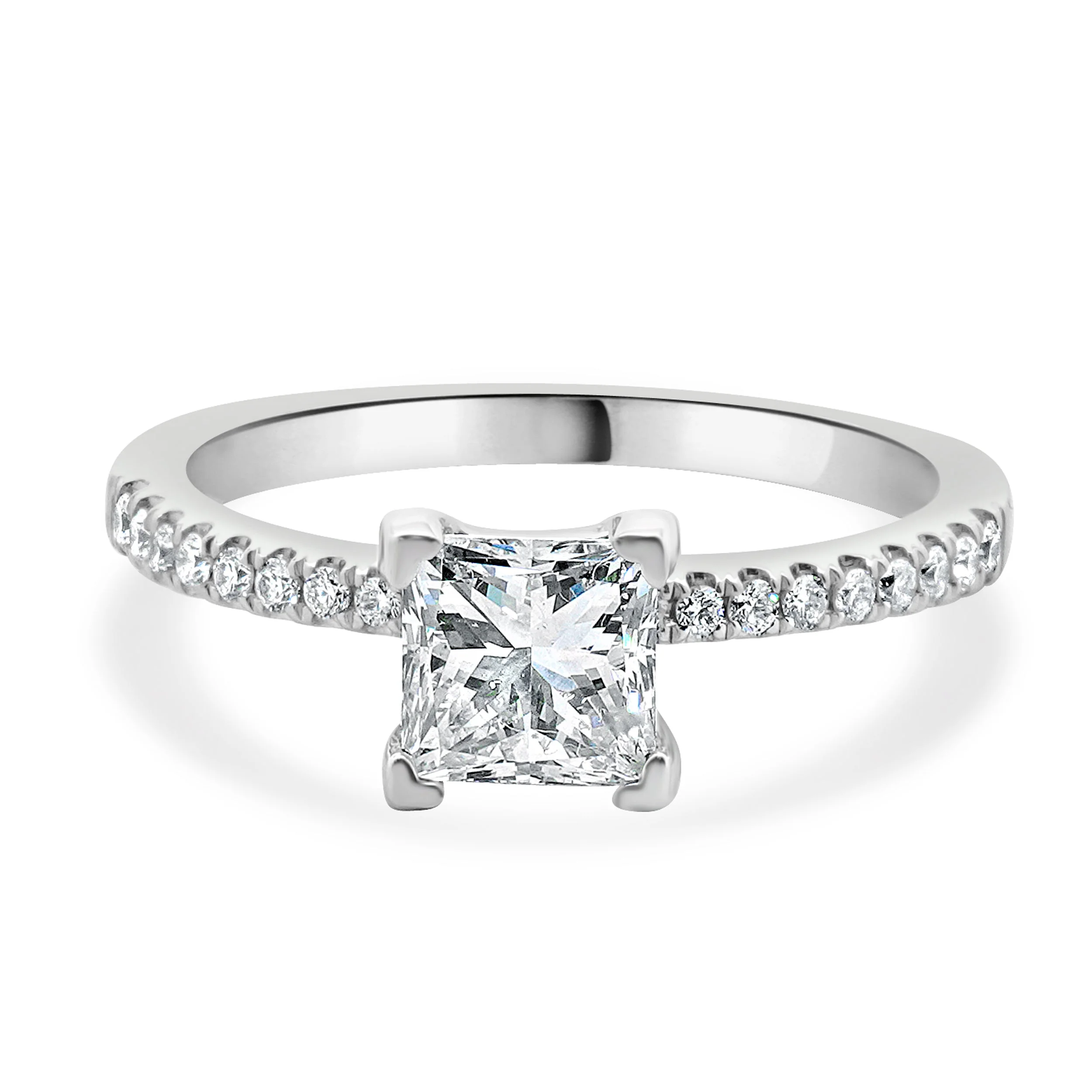 14 Karat White Gold Princess Cut Diamond Engagement Ring