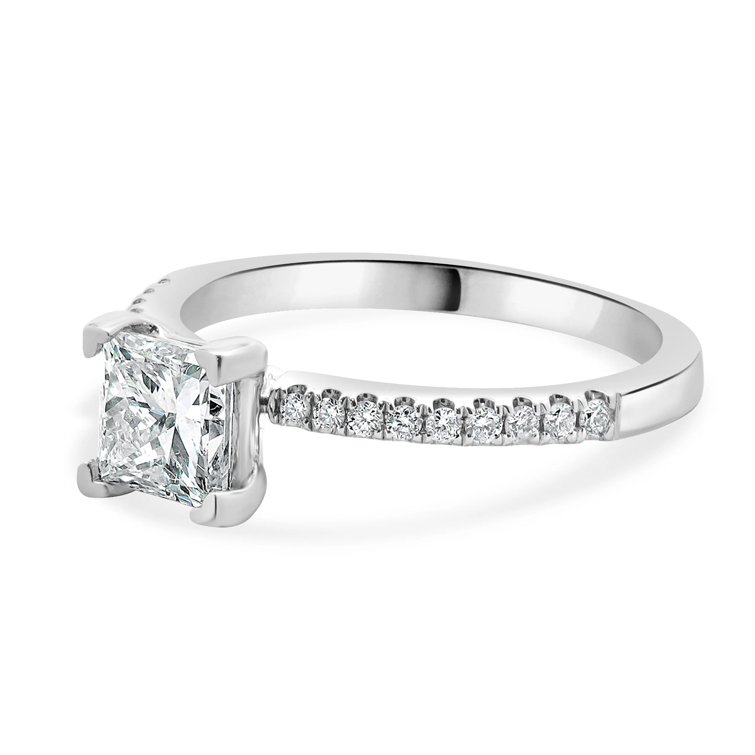 14 Karat White Gold Princess Cut Diamond Engagement Ring - Image 2