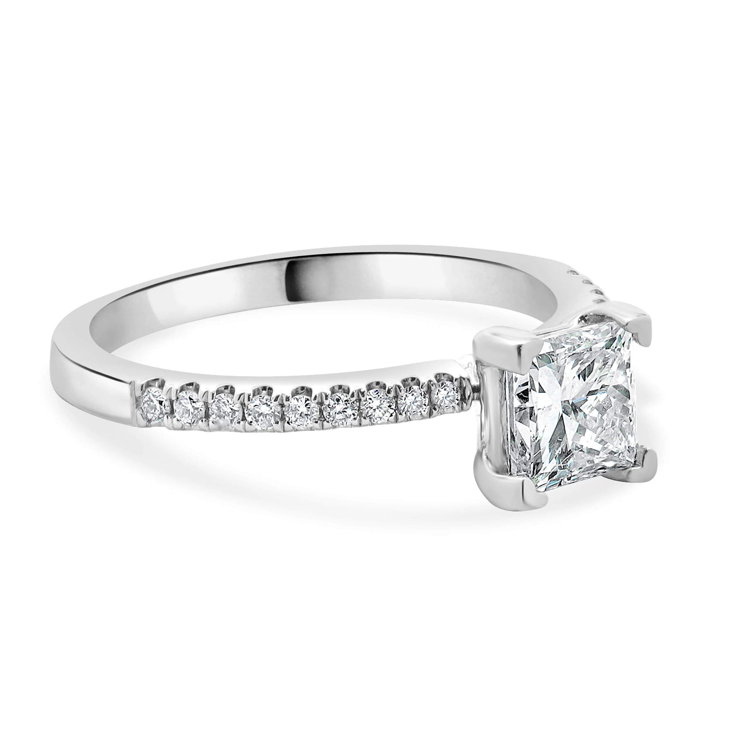 14 Karat White Gold Princess Cut Diamond Engagement Ring - Image 4