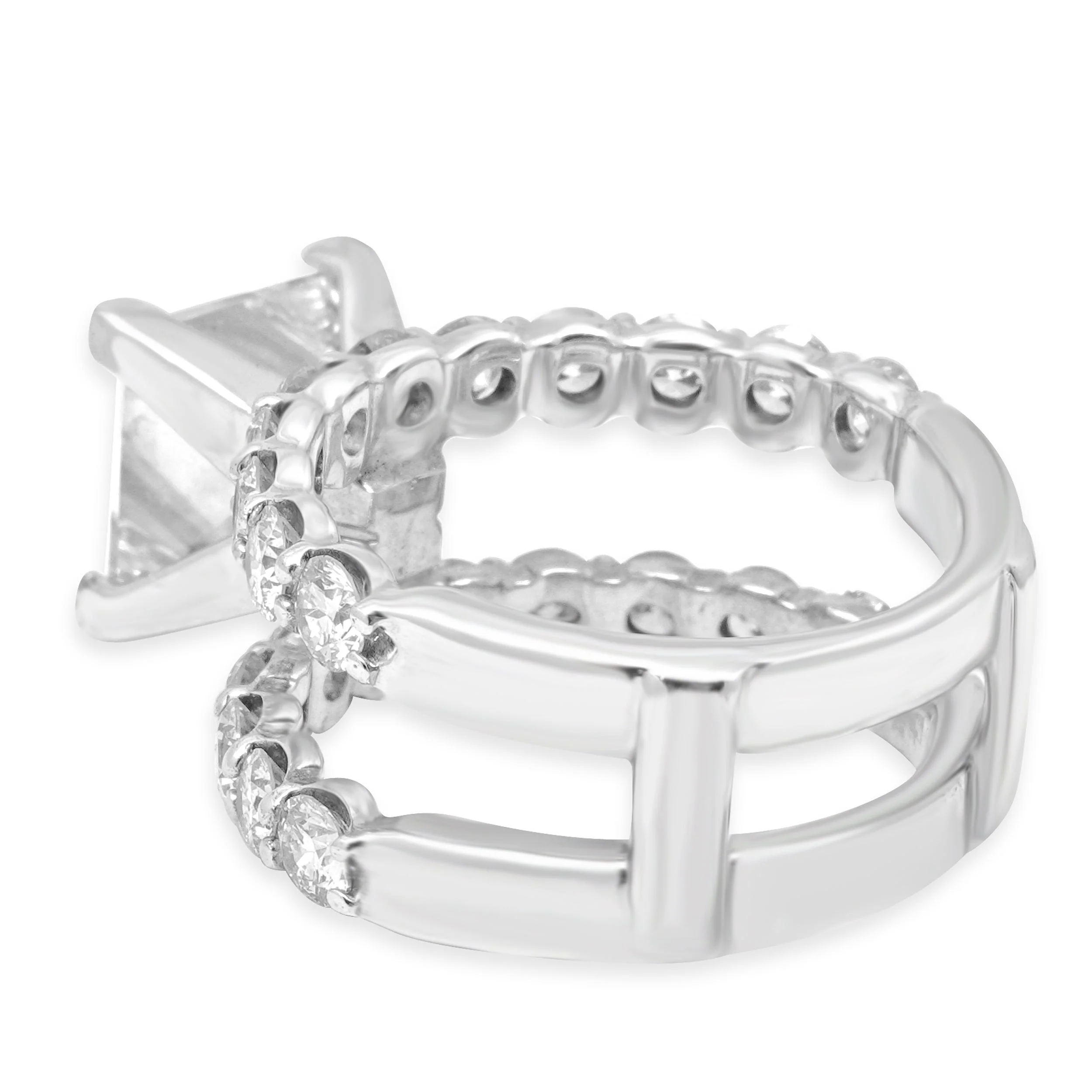 14 Karat White Gold Princess Cut Diamond Engagement Ring Split Band - Image 4
