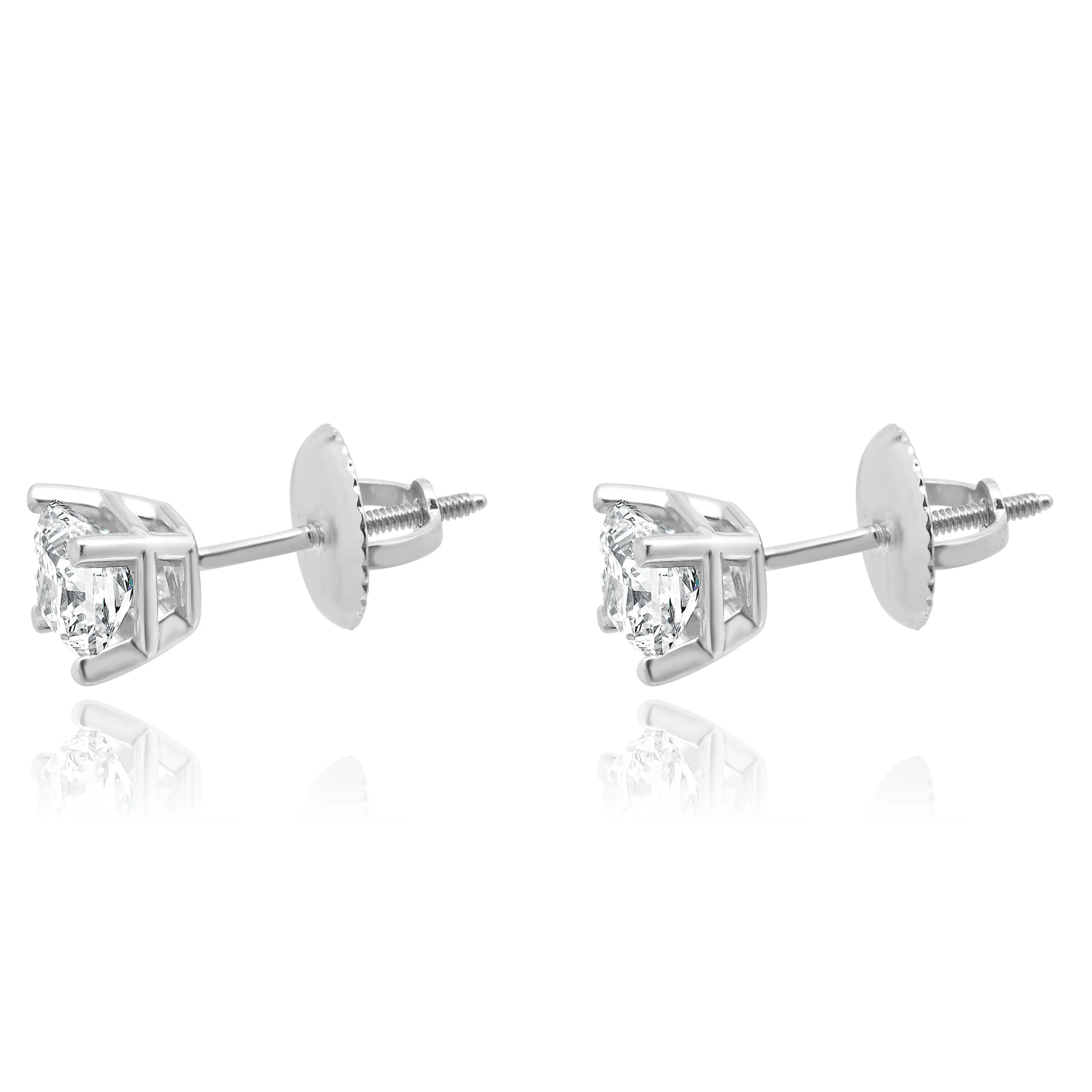14 Karat White Gold Princess Cut Diamond Stud Earrings - Image 2