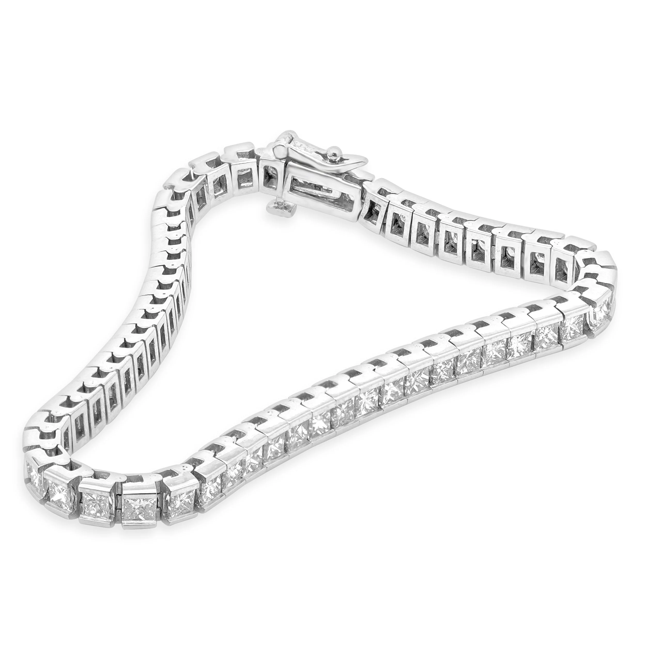 14 Karat White Gold Princess Cut Diamond Tennis Bracelet - Image 2