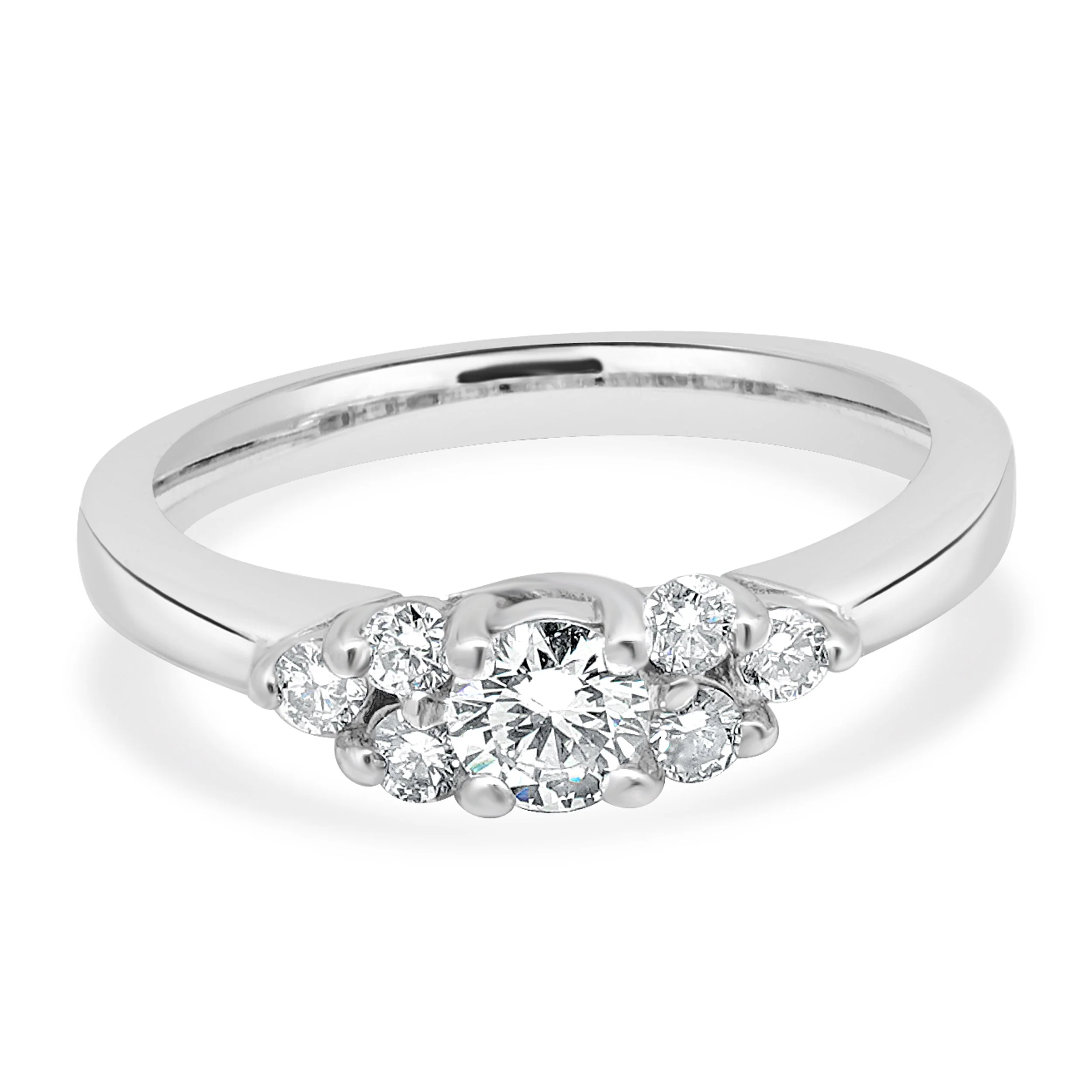 14 Karat White Gold Prong Set Round Brilliant Cut Diamond Engagement Ring