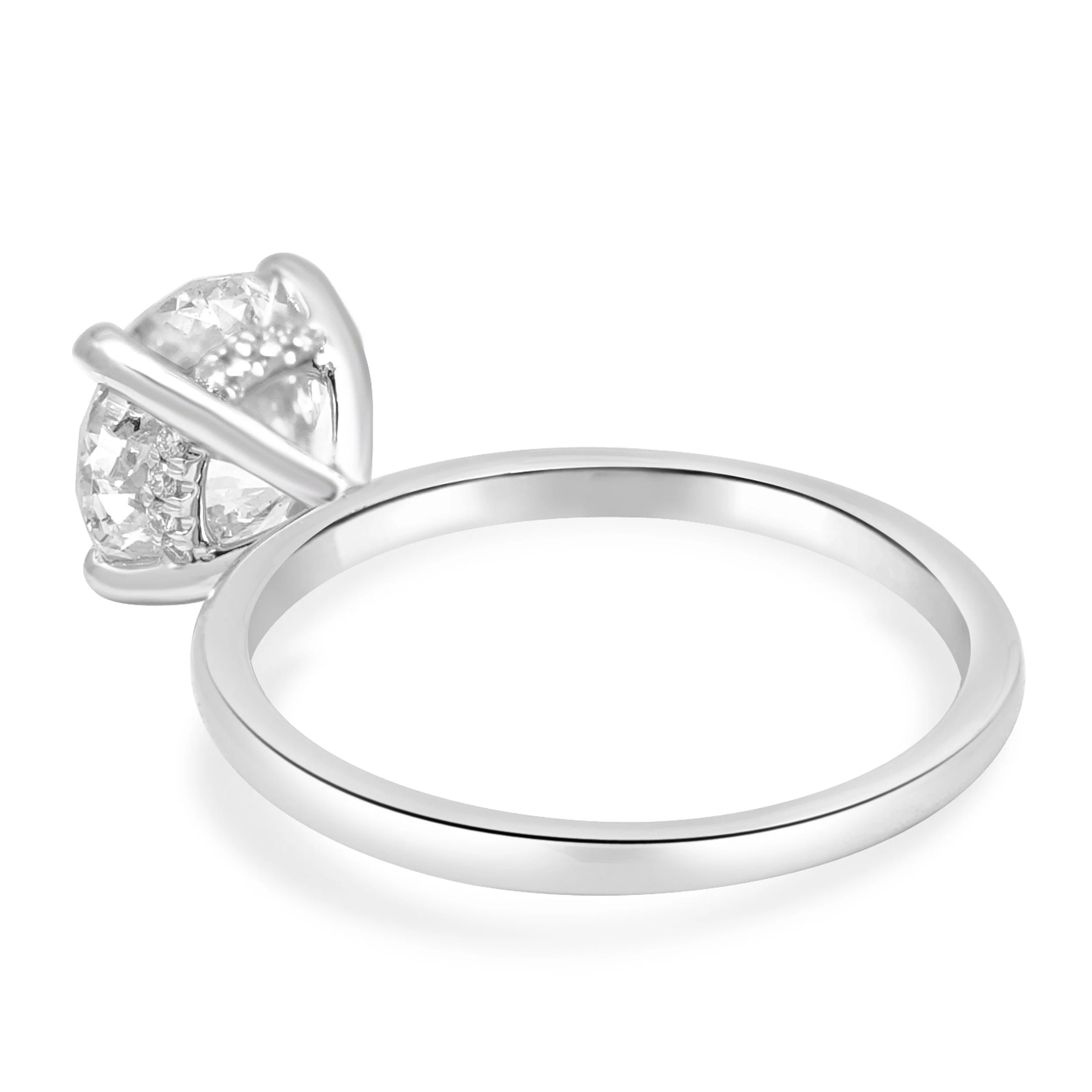 14 Karat White Gold Prong Set Round Brilliant Cut Diamond Hidden Halo Engagement Ring - Image 4