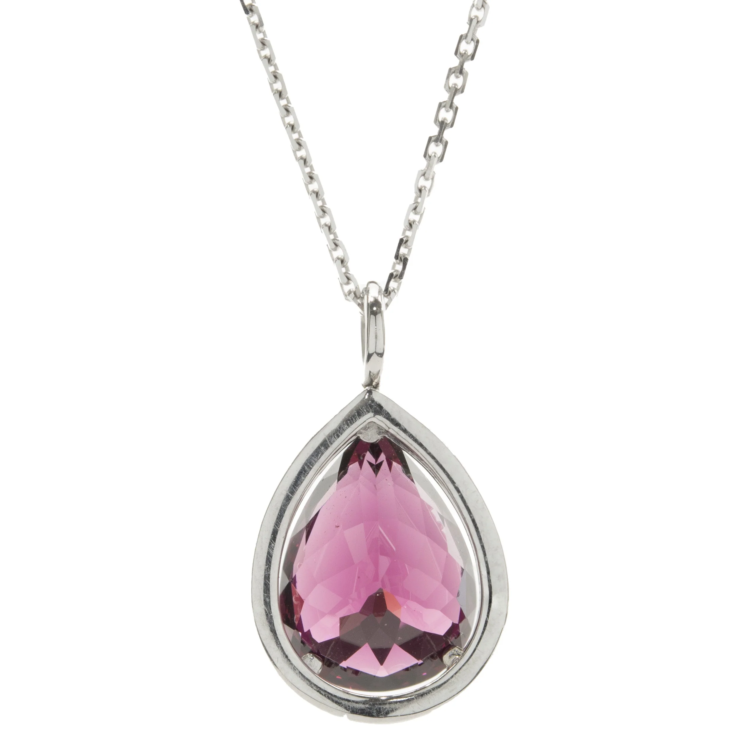 14 Karat White Gold Pyrope Garnet and Diamond Necklace - Image 2