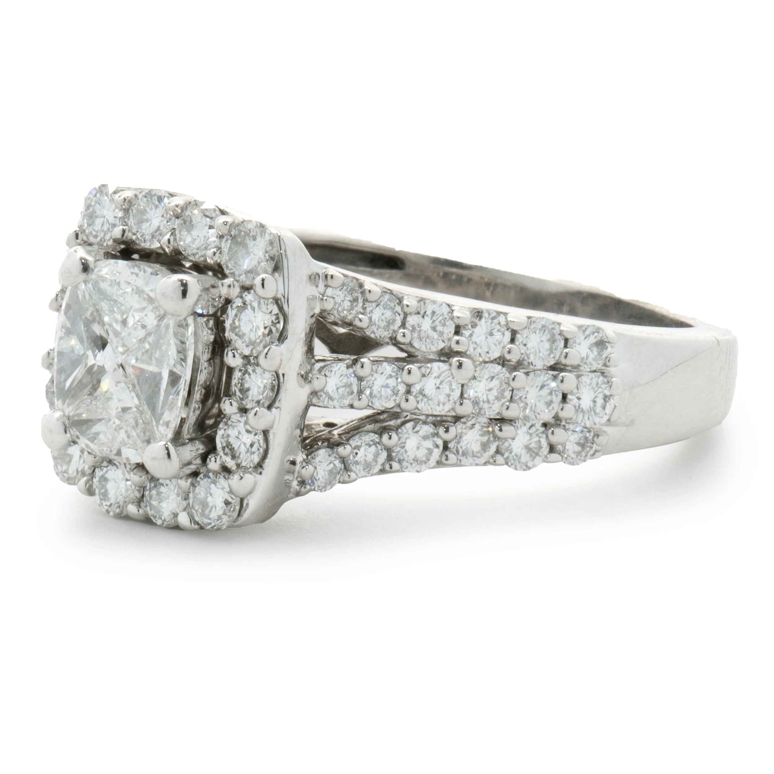 14 Karat White Gold Quad-Set Diamond Engagement Ring - Image 2