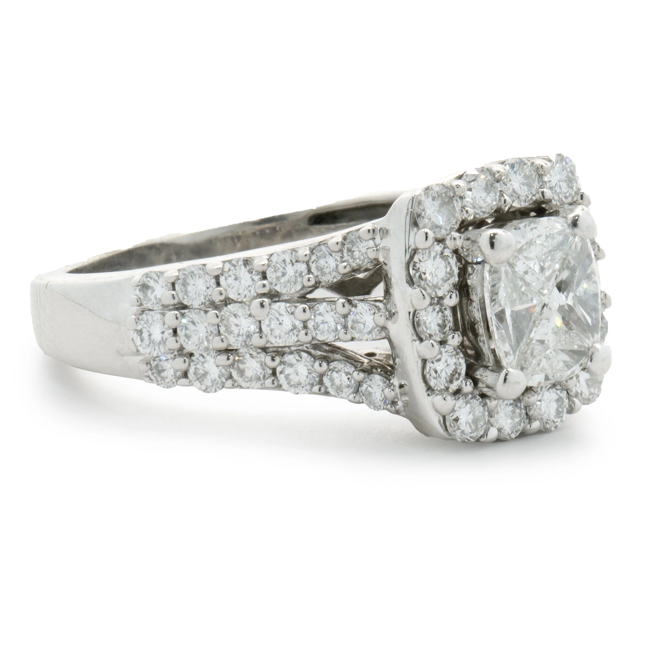 14 Karat White Gold Quad-Set Diamond Engagement Ring - Image 4