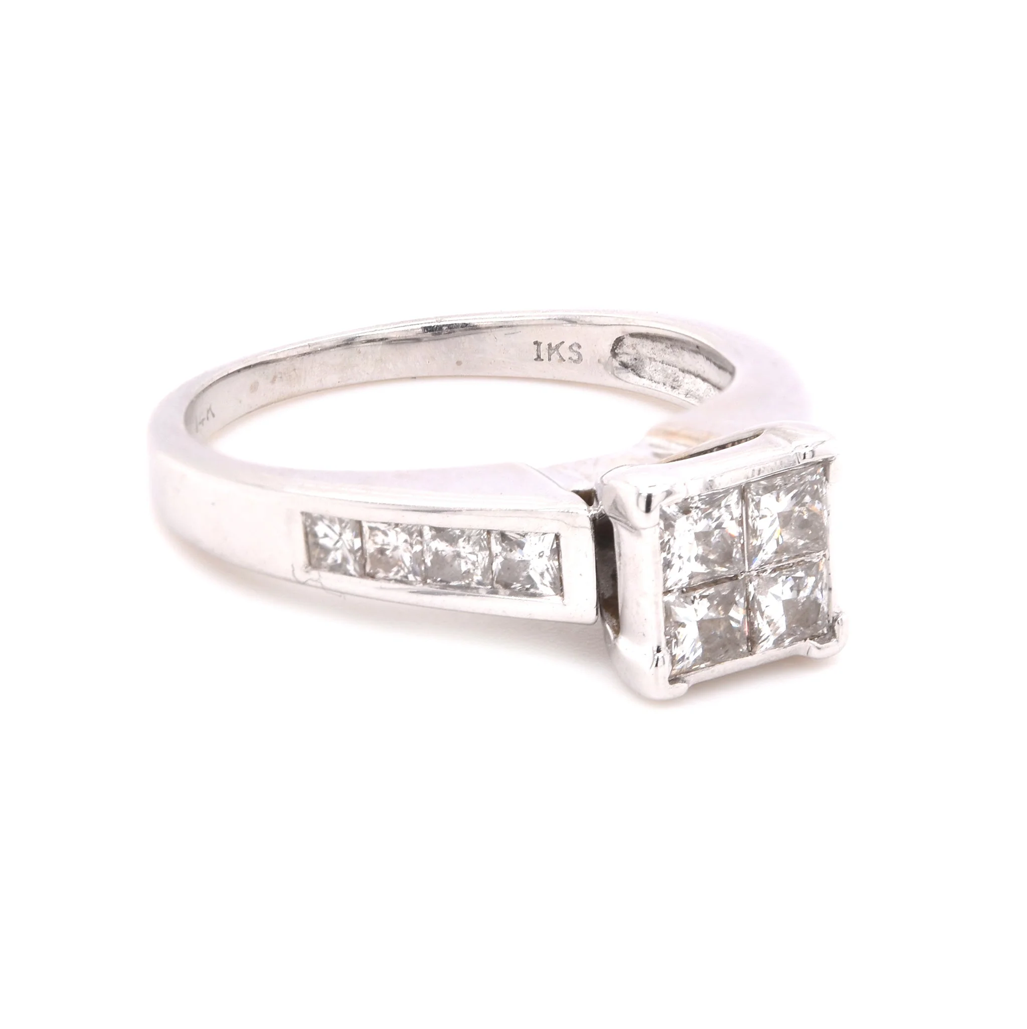 14 Karat White Gold Quad set Diamond Engagement Ring - Image 2