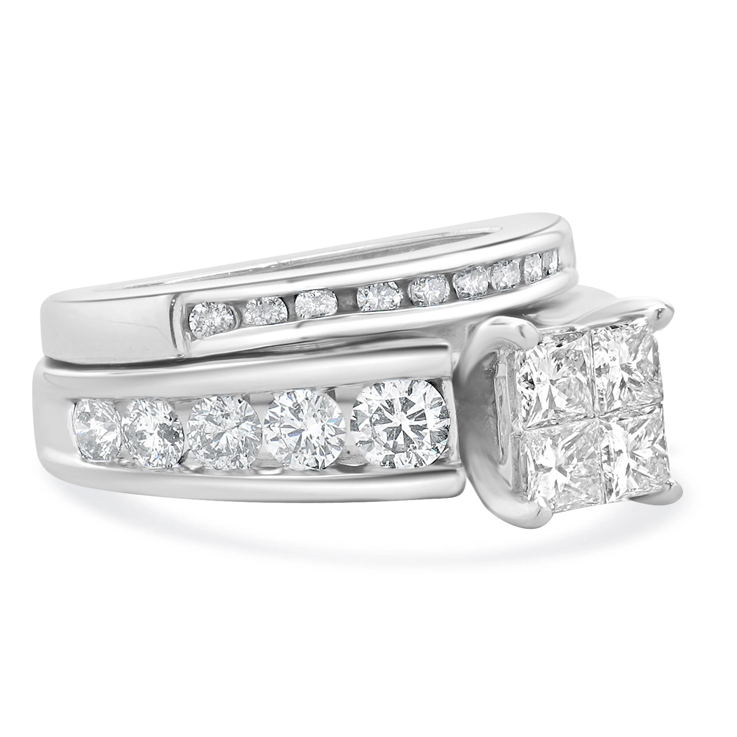 14 Karat White Gold Quad Set Diamond Engagement Ring - Image 2