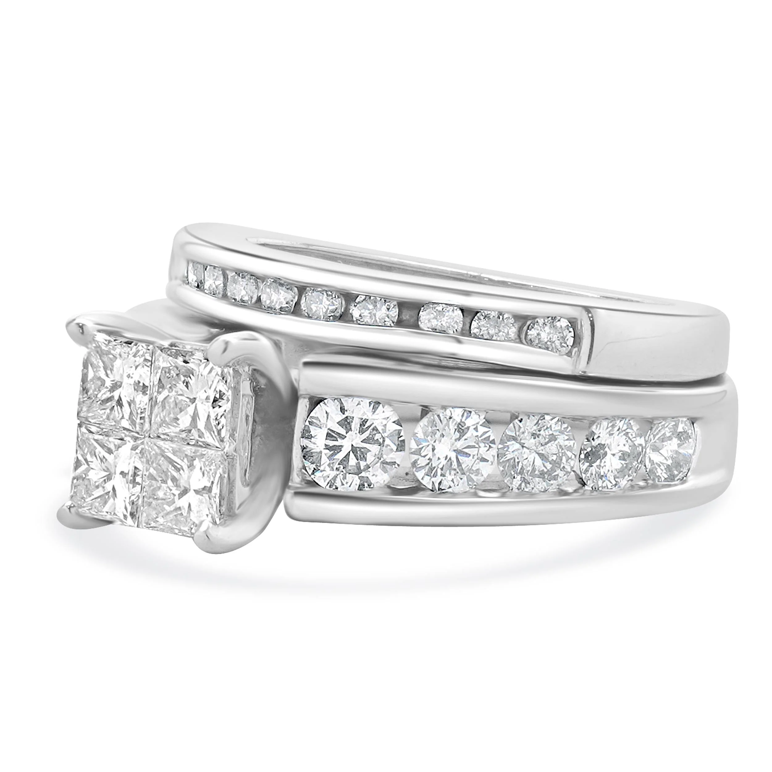 14 Karat White Gold Quad Set Diamond Engagement Ring - Image 3