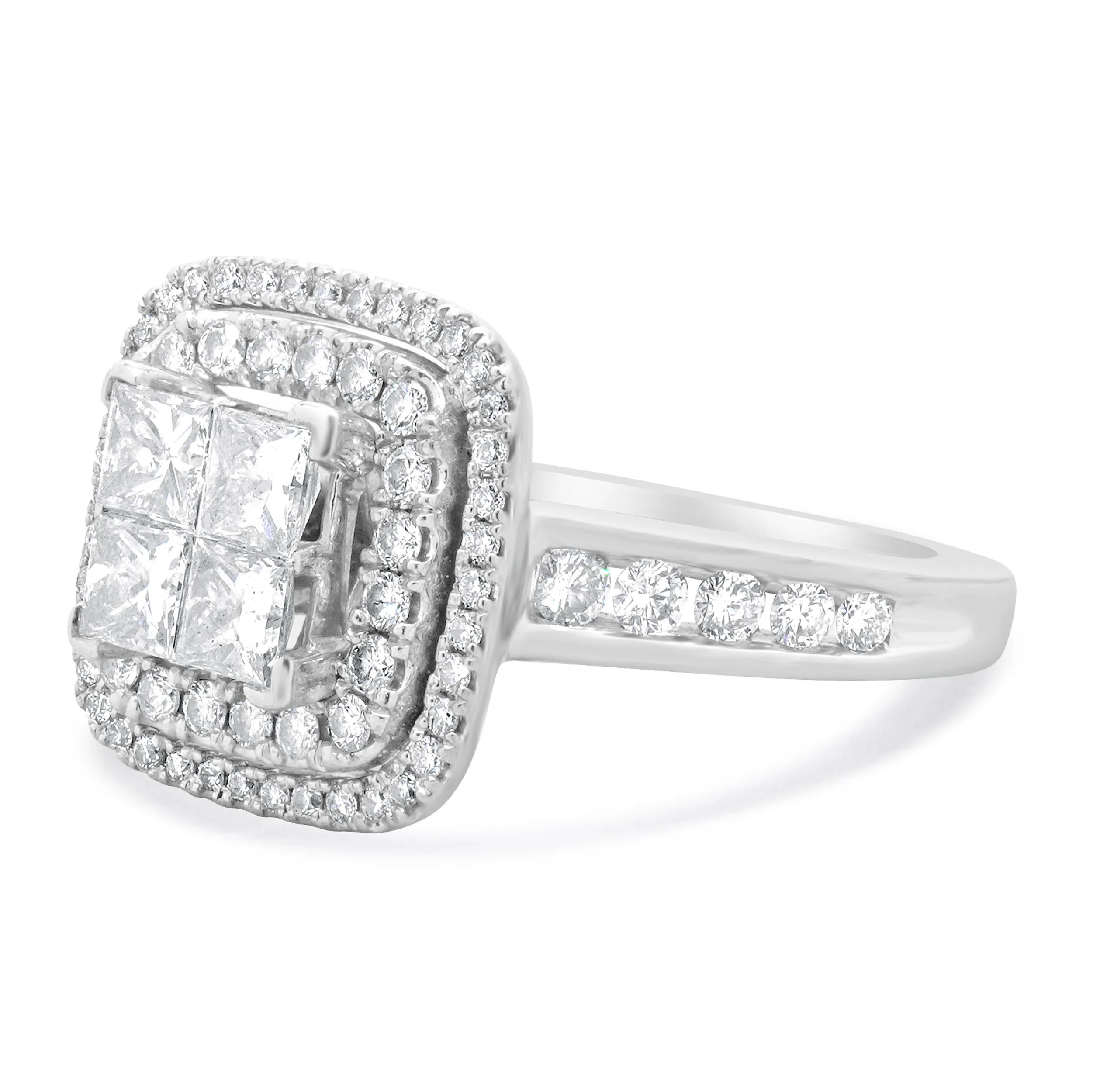 14 Karat White Gold Quadset Diamond Engagement Ring - Image 2