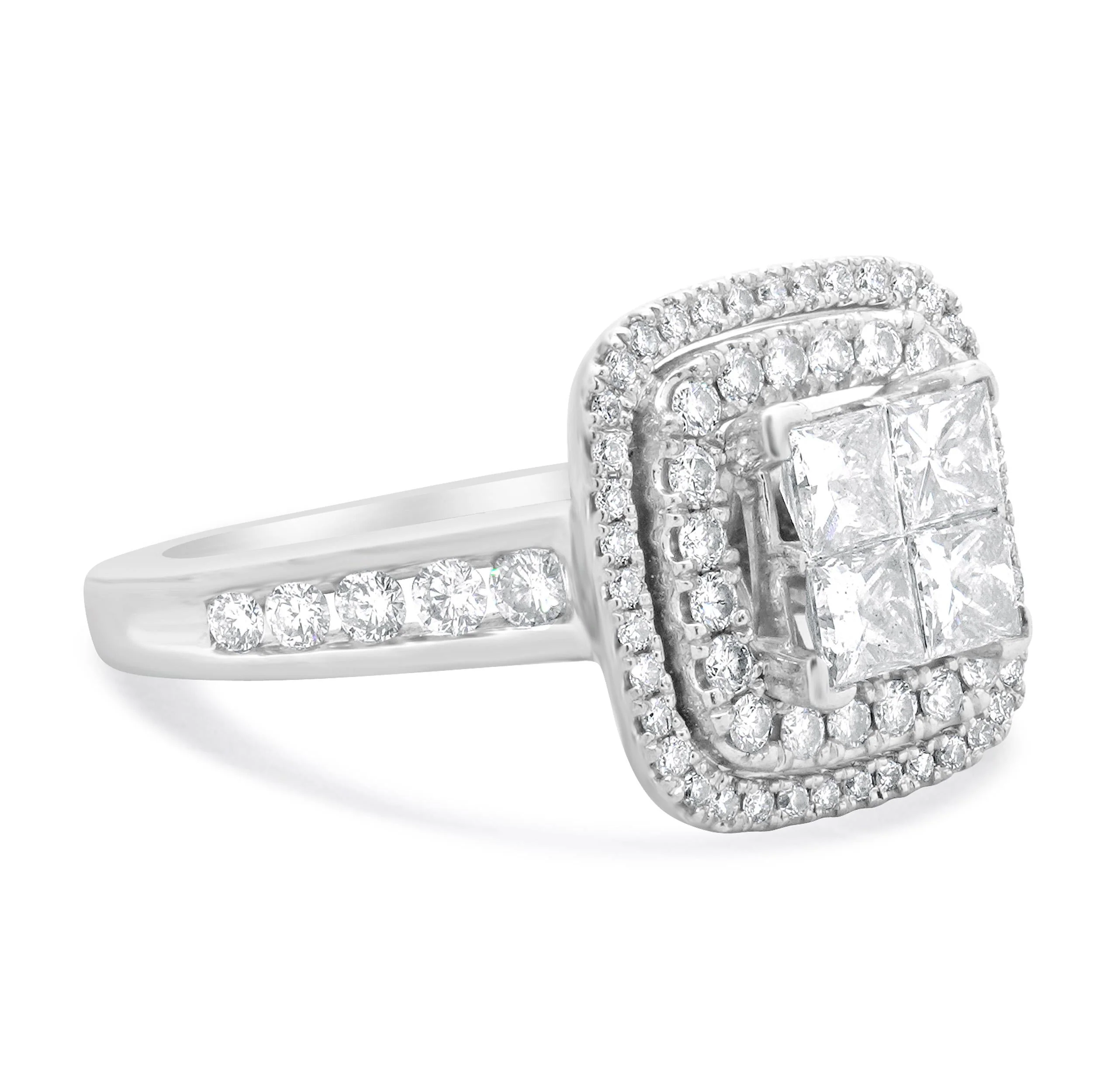 14 Karat White Gold Quadset Diamond Engagement Ring - Image 3