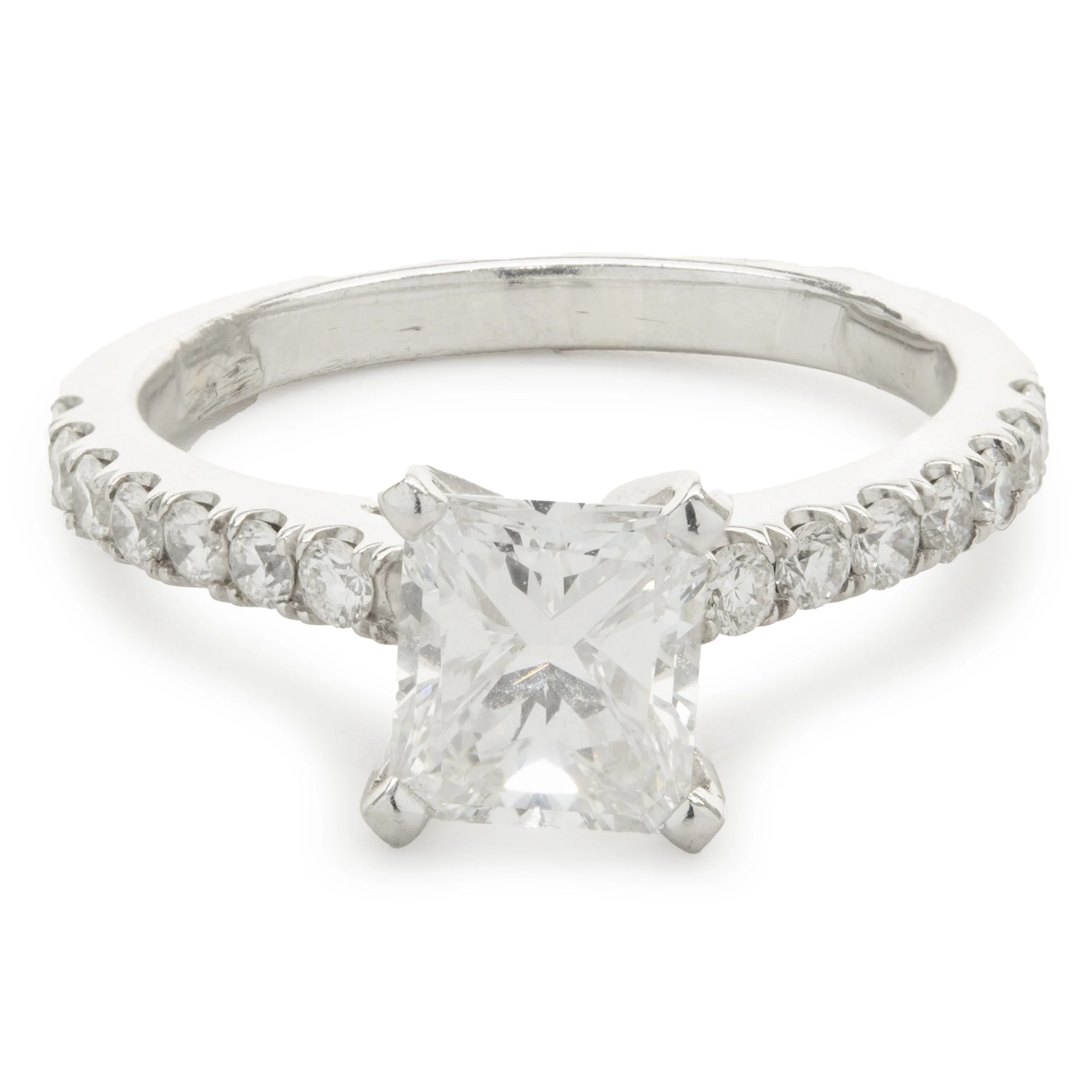 14 Karat White Gold Radiant Cut Diamond Engagement Ring