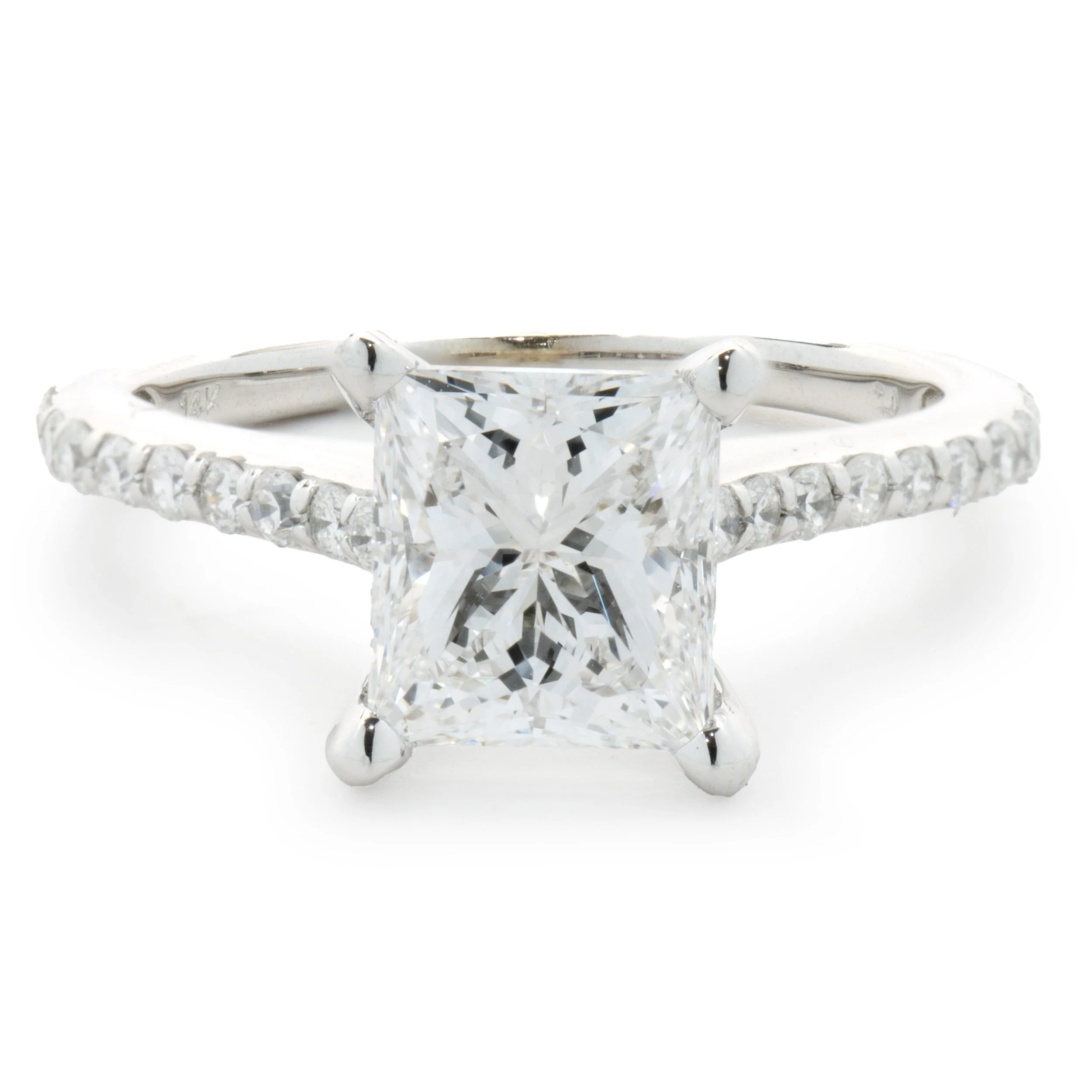 14 Karat White Gold Radiant Cut Diamond Engagement Ring