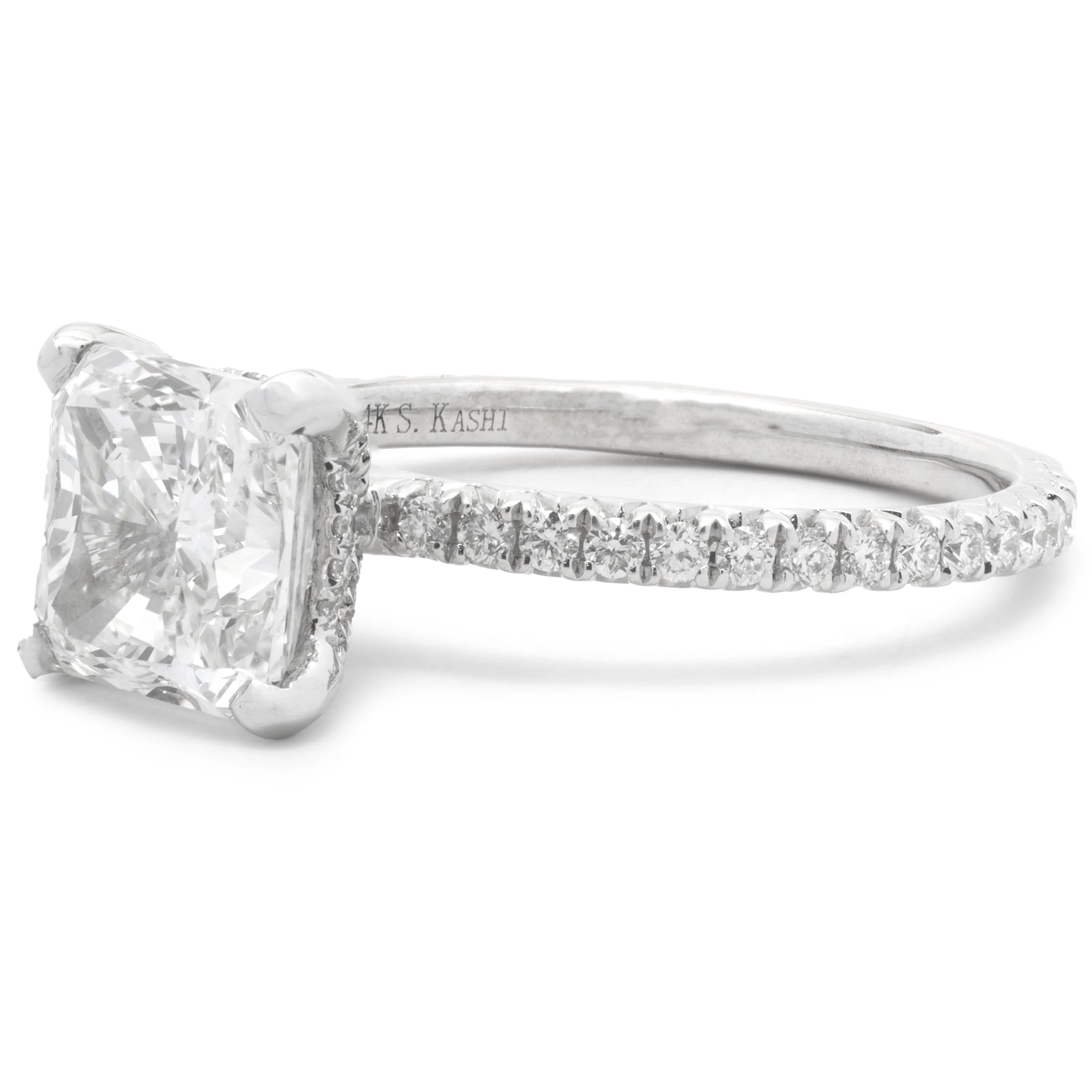 14 Karat White Gold Radiant Cut Diamond Engagement Ring - Image 2