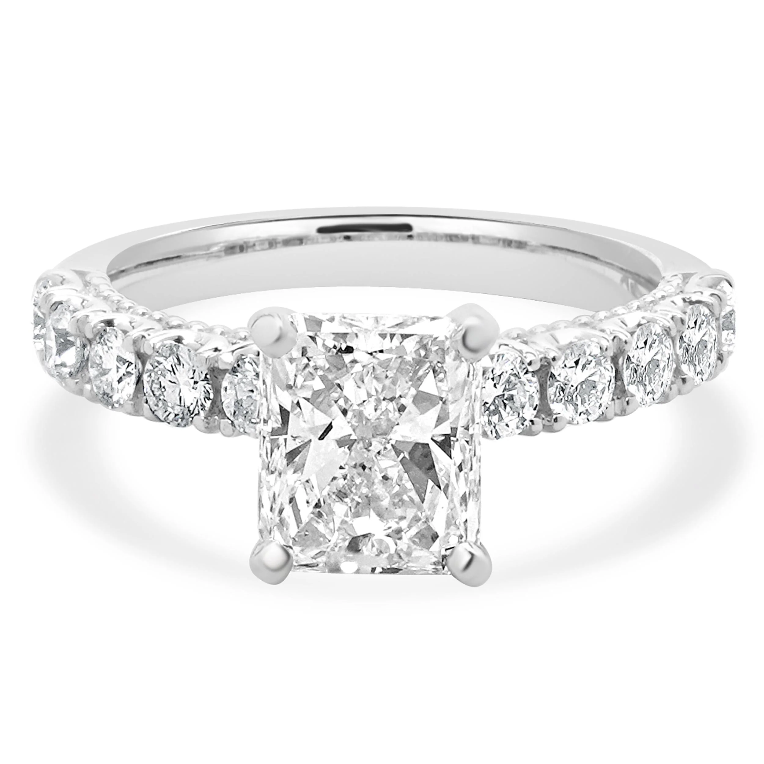 14 Karat White Gold Radiant Cut Diamond Engagement Ring