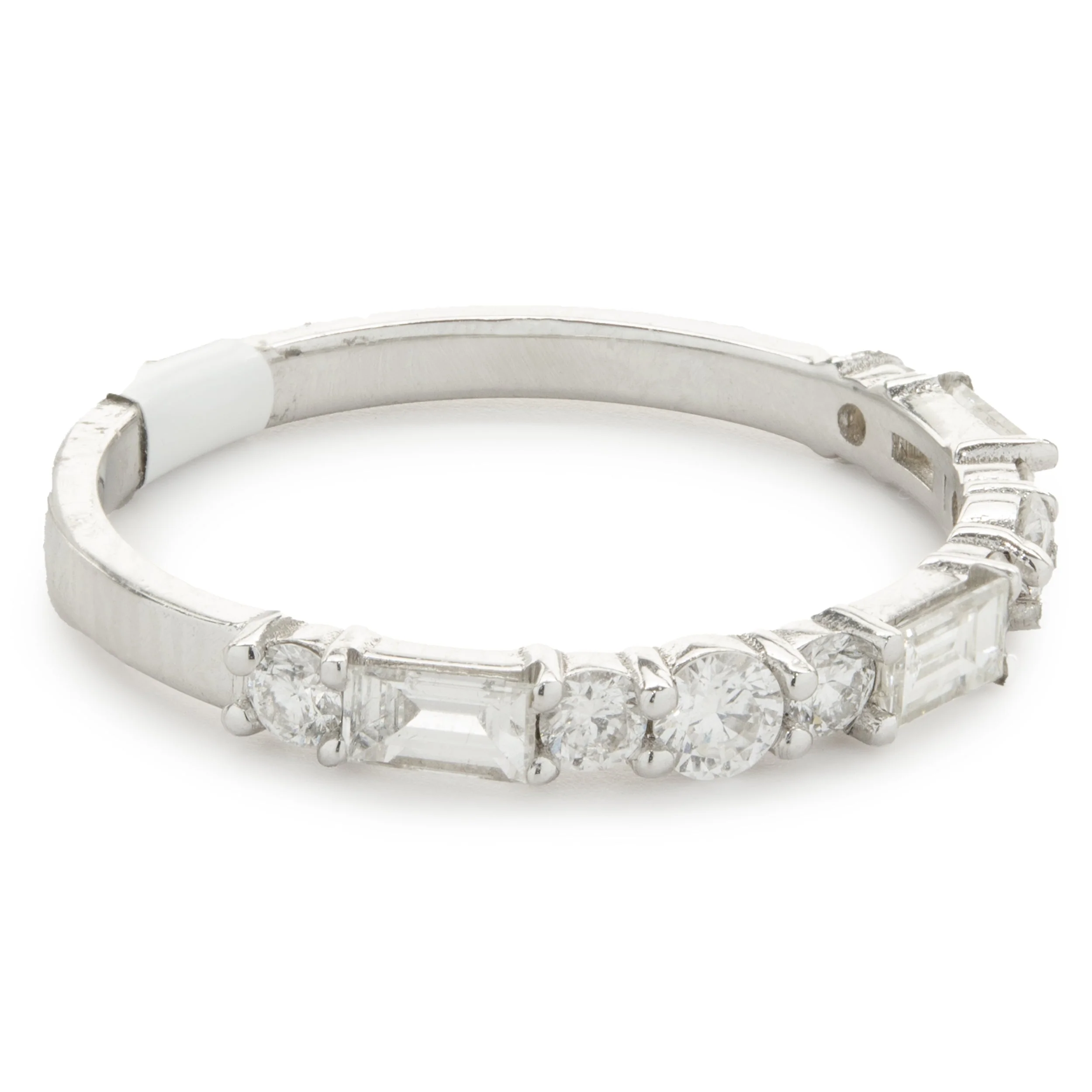 14 Karat White Gold Round and Baguette Cut Diamond Band - Image 2