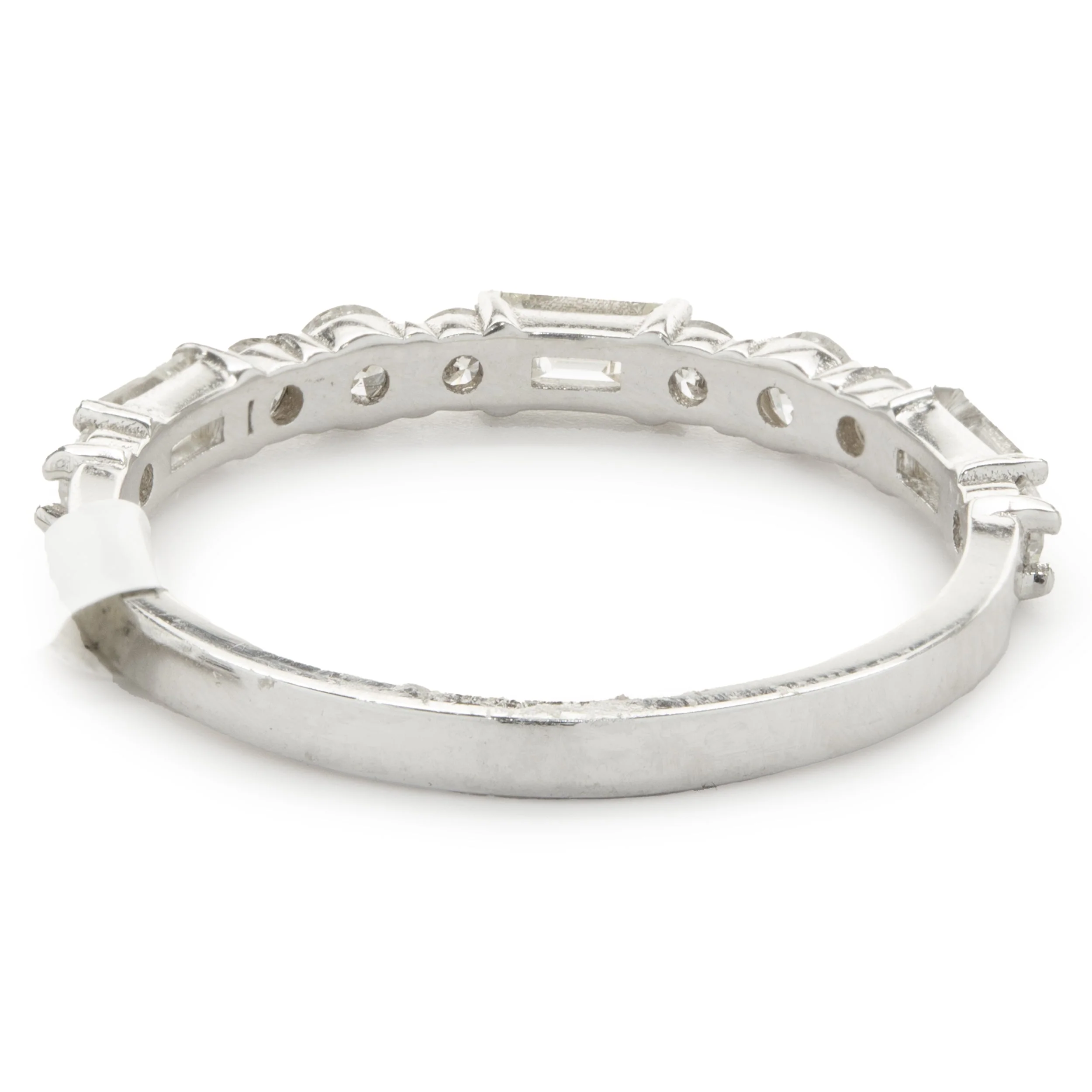 14 Karat White Gold Round and Baguette Cut Diamond Band - Image 3