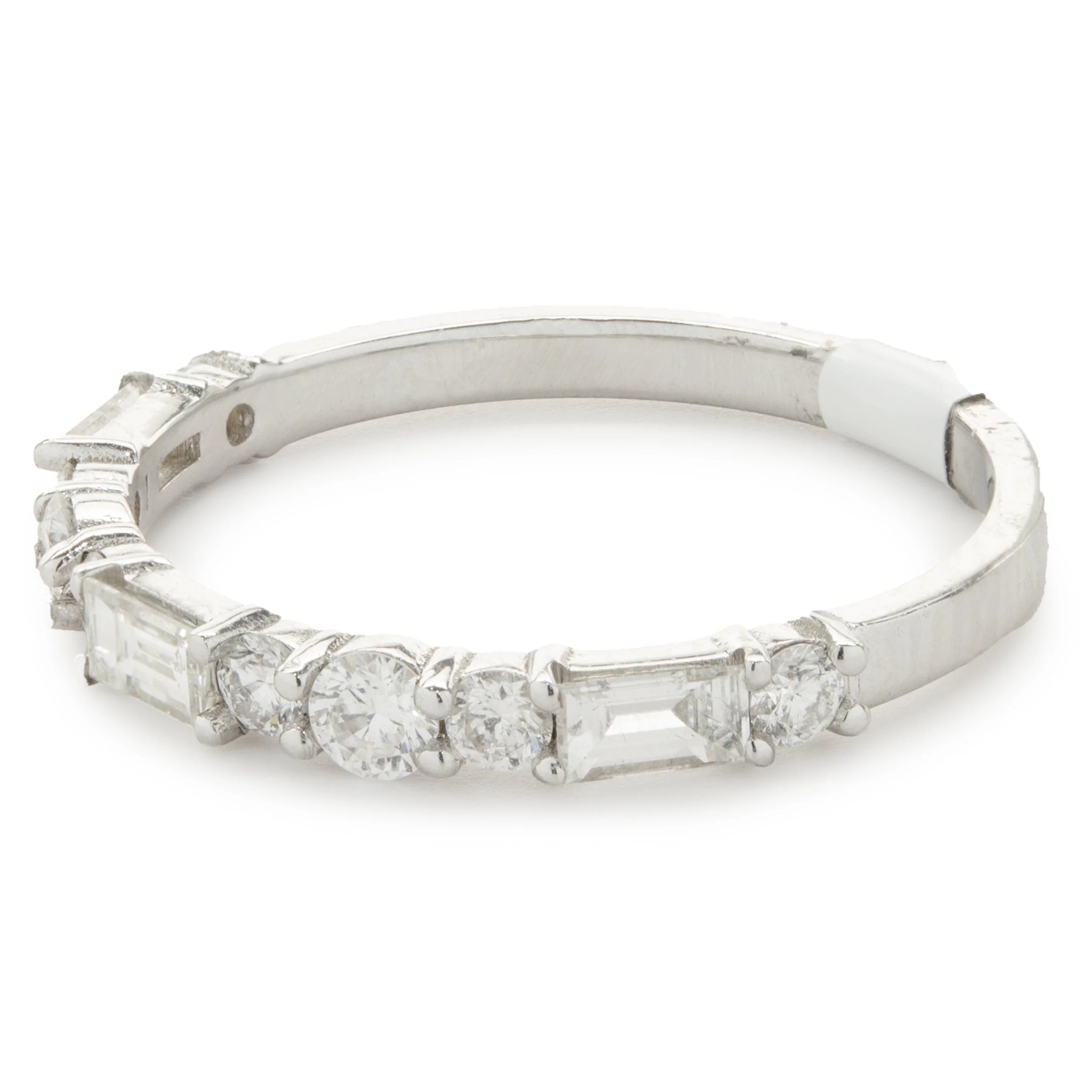 14 Karat White Gold Round and Baguette Cut Diamond Band - Image 4