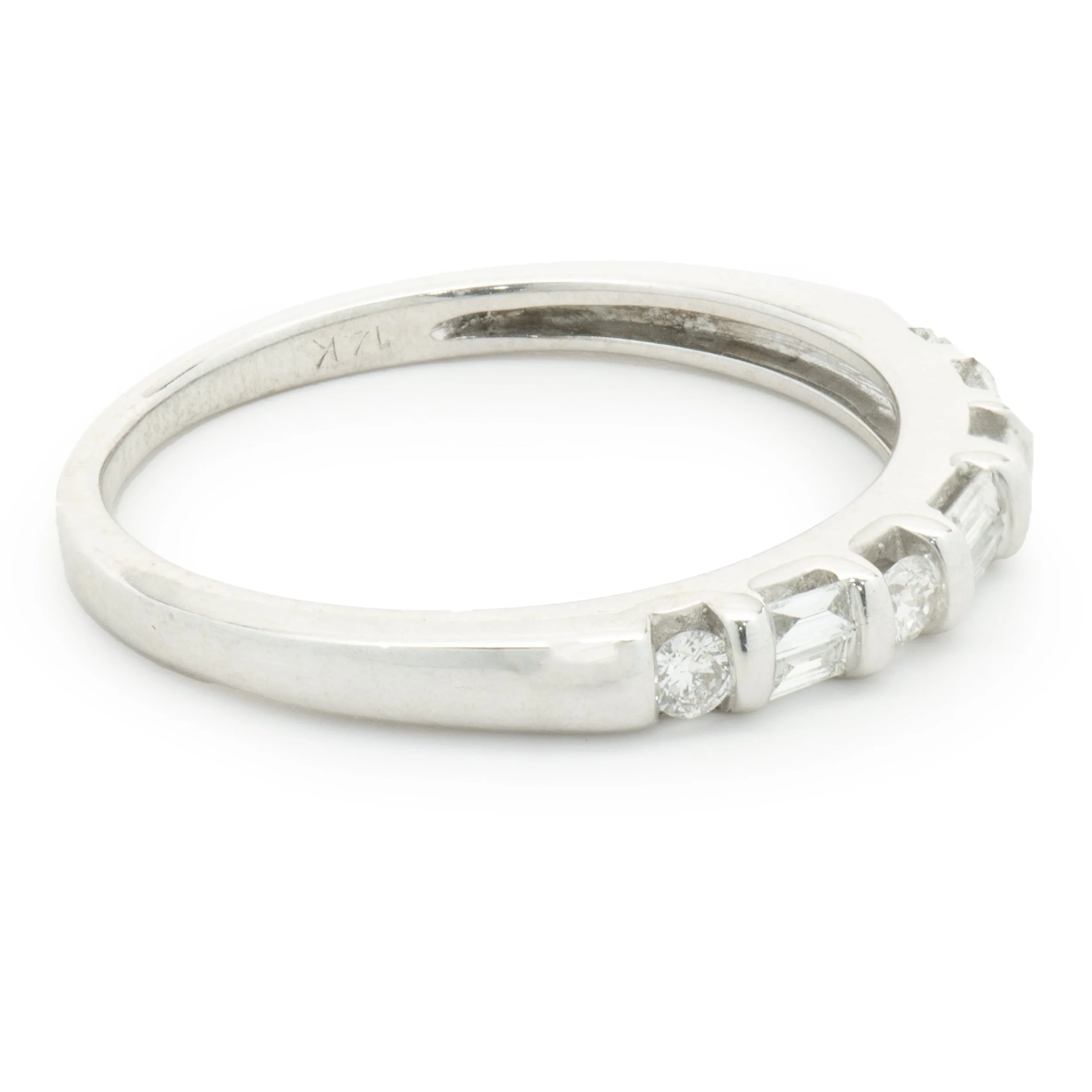 14 Karat White Gold Round Brilliant & Baguette Cut Diamond Band - Image 2