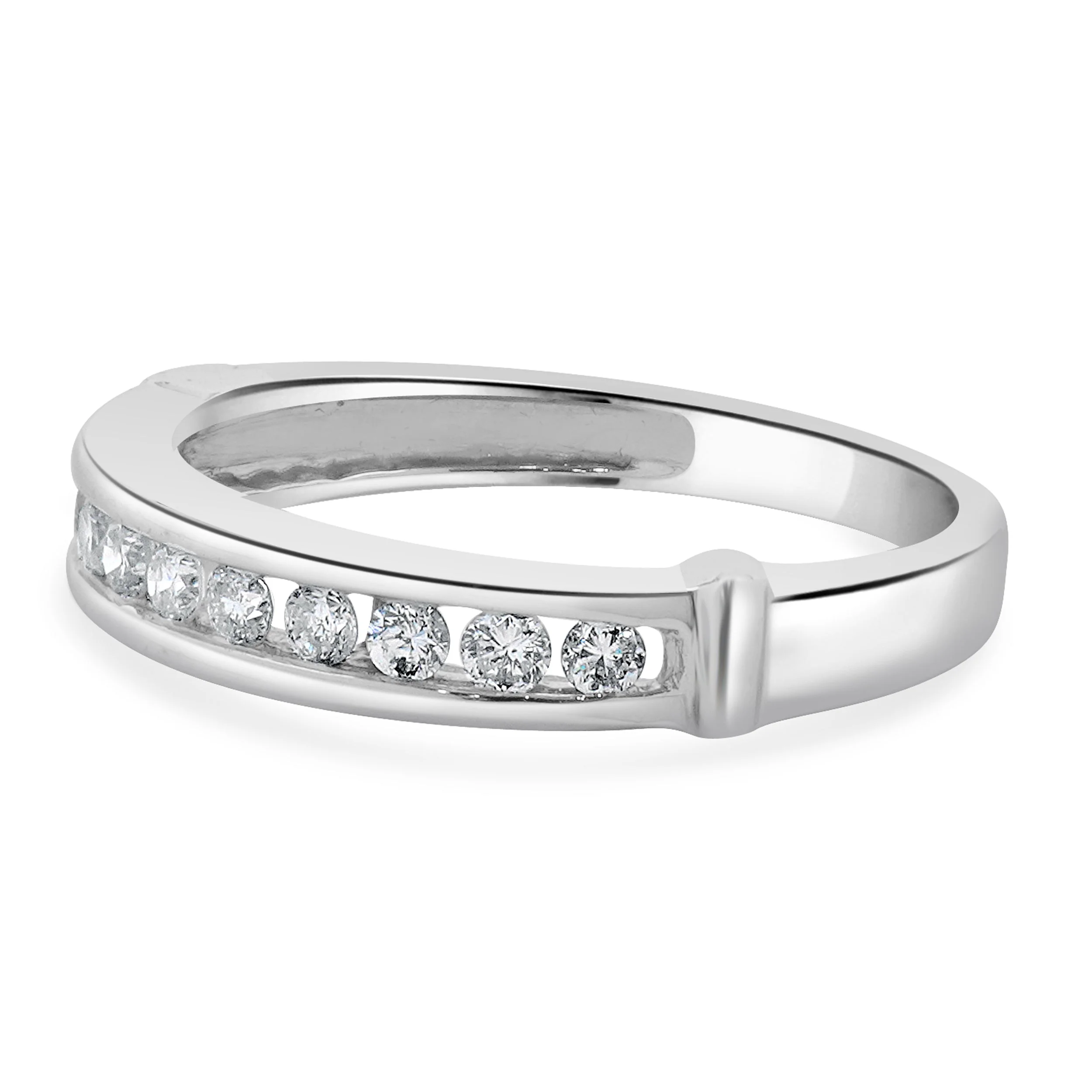 14 Karat White Gold Round Brilliant Cut Channel Set Diamond Band - Image 2