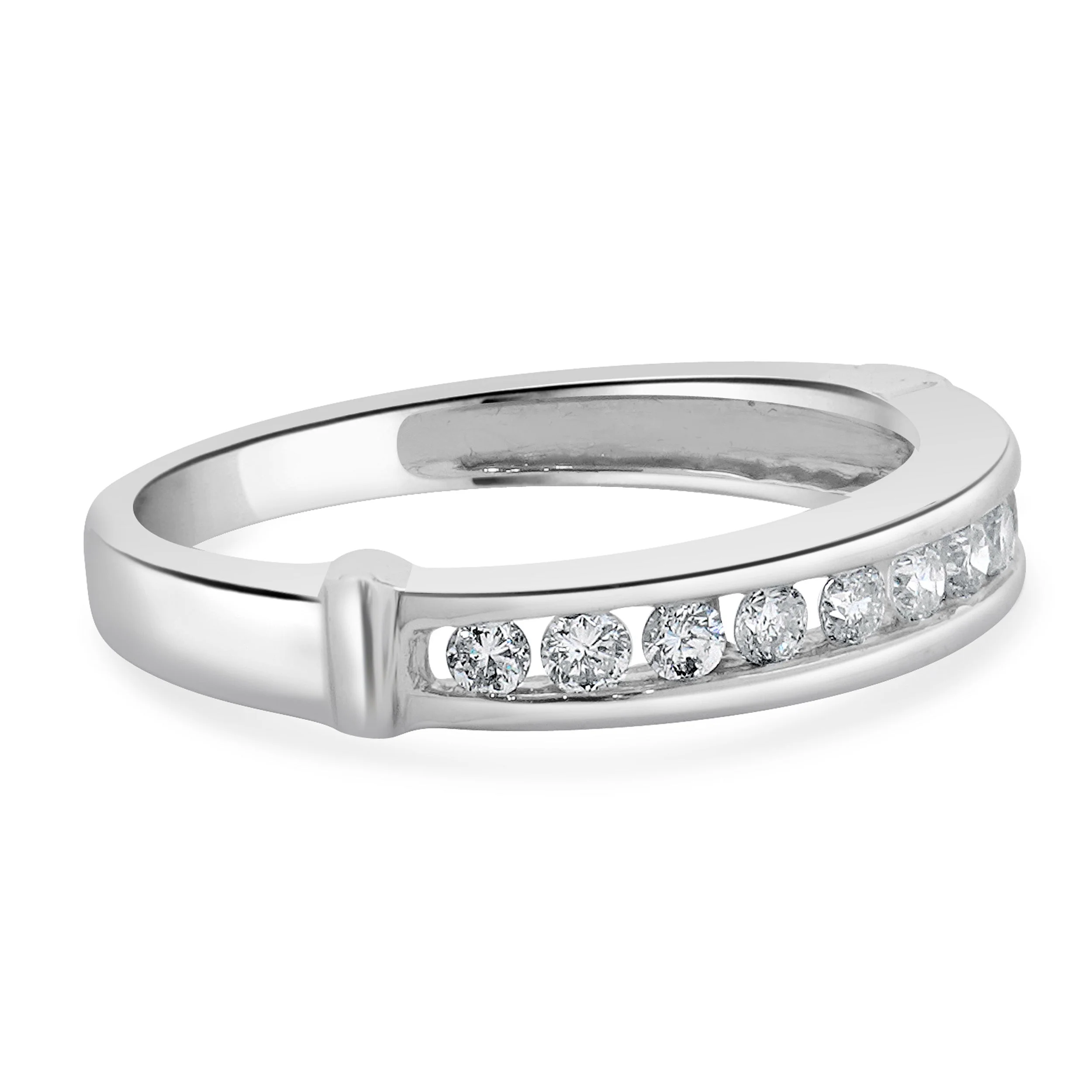 14 Karat White Gold Round Brilliant Cut Channel Set Diamond Band - Image 4