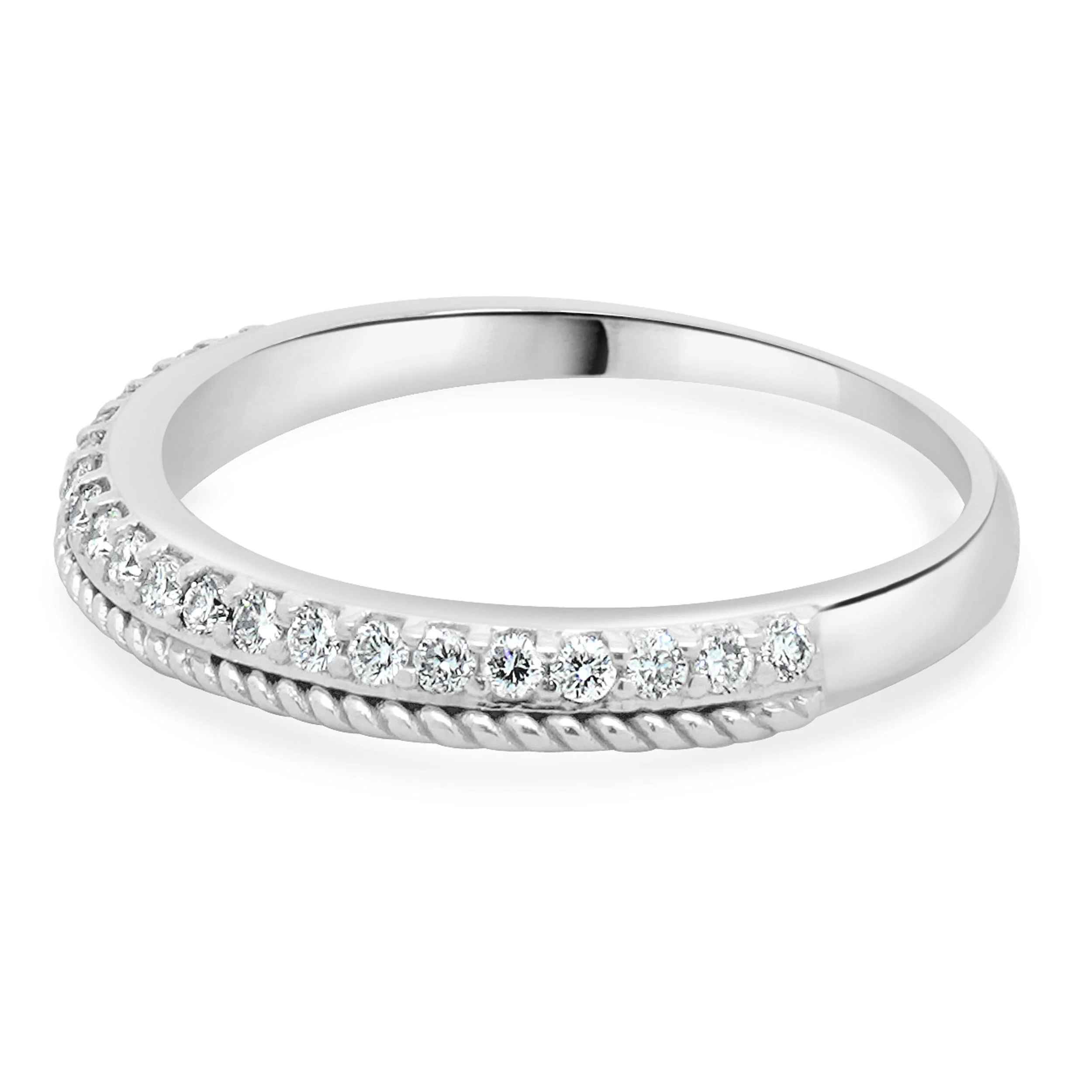 14 Karat White Gold Round Brilliant Cut Diamond Band - Image 2